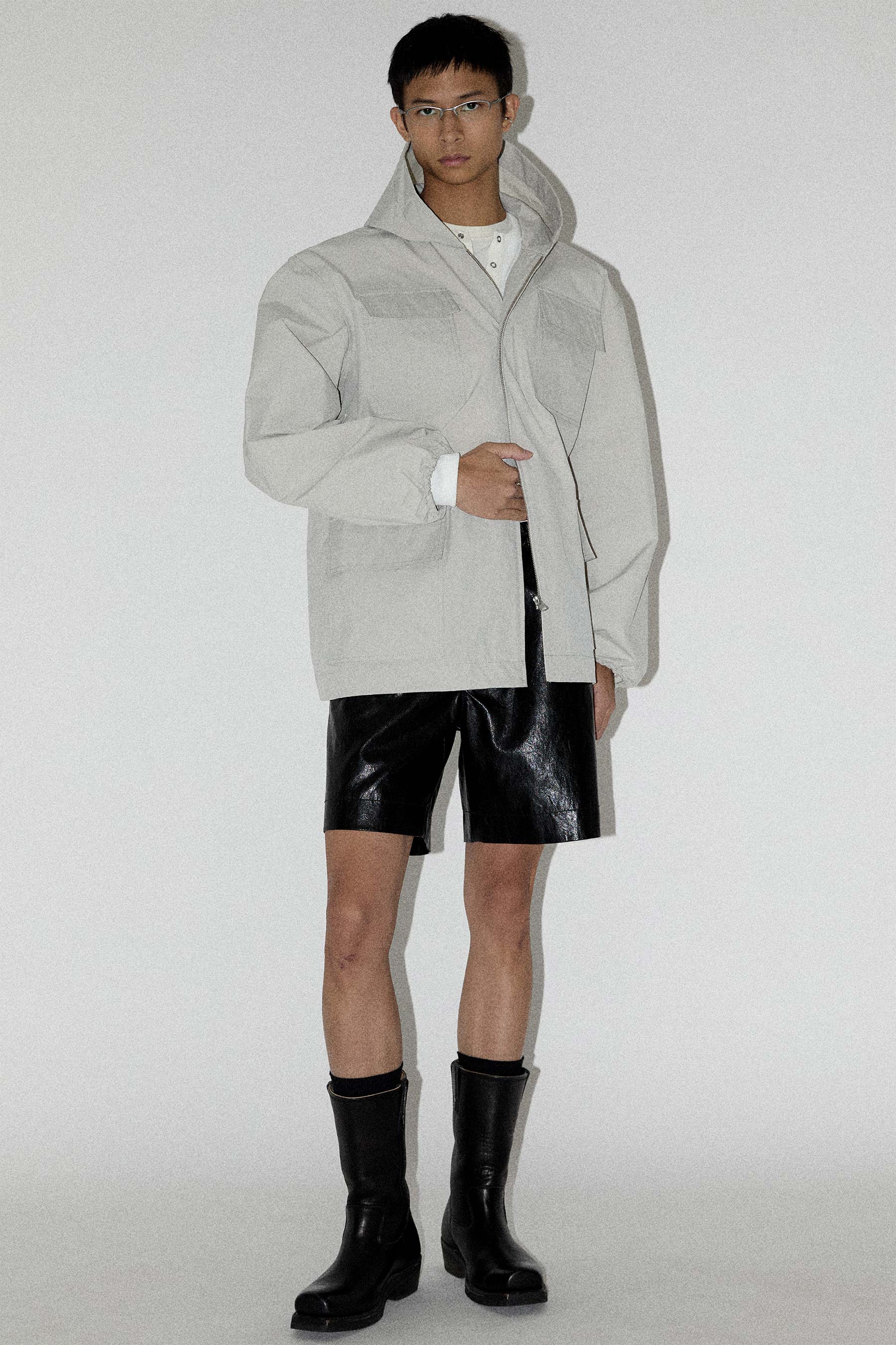 Grey Square Hooded Parka