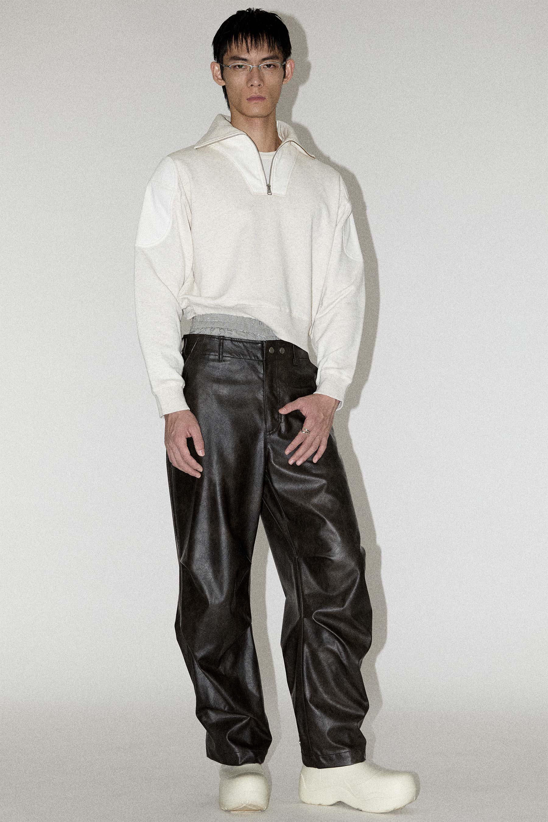 Brown Alt-Leather Biker Track Pants