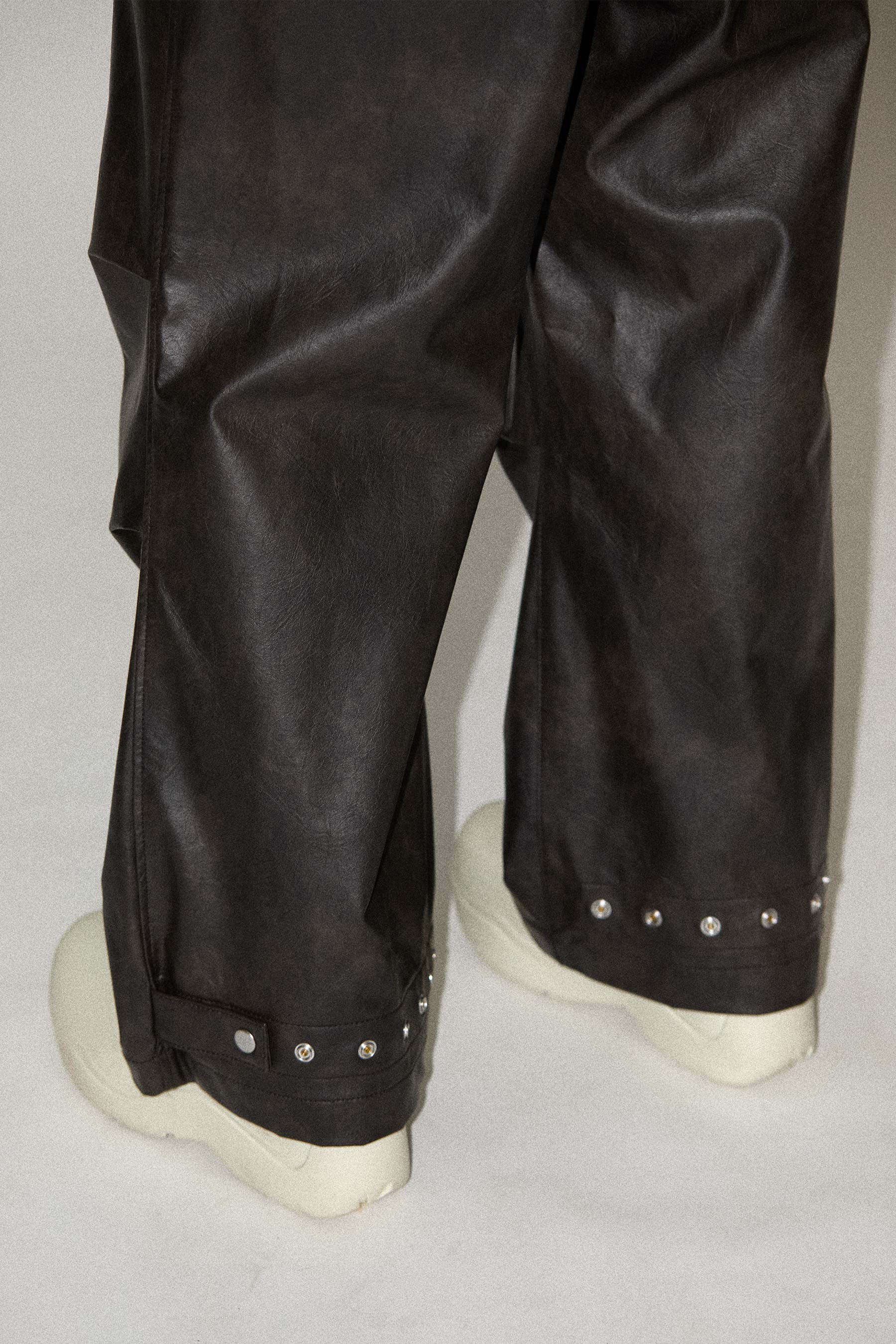 Brown Alt-Leather Biker Track Pants