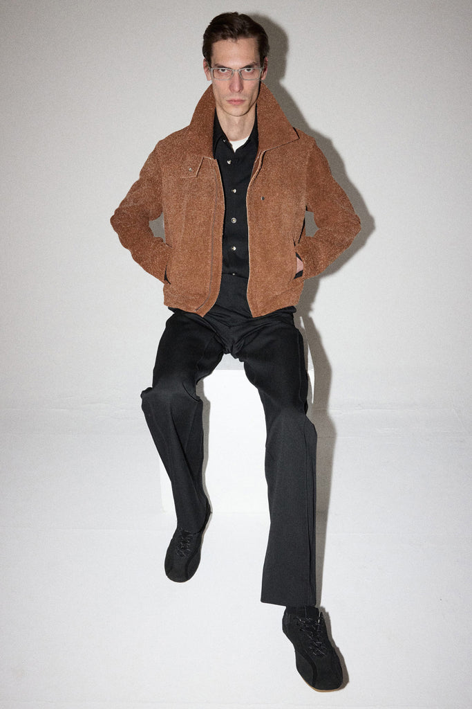 Black Cuboid Stripe Wool Dress Pants