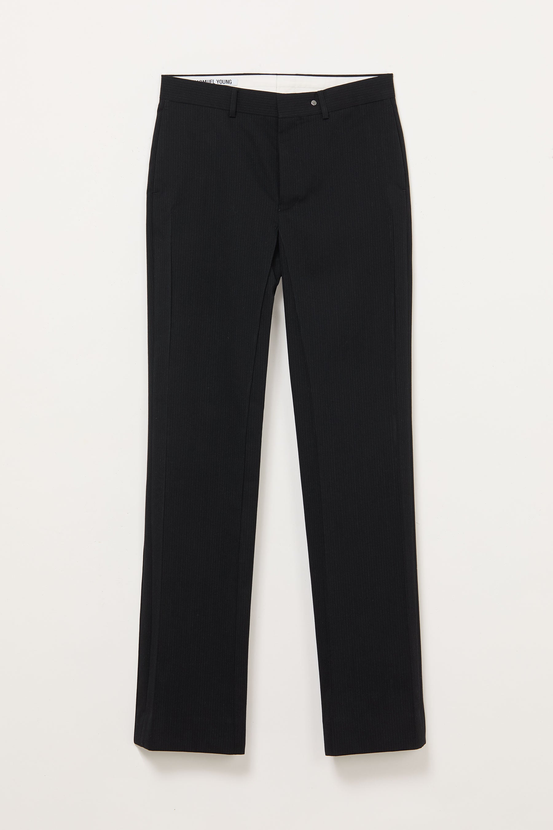Black Cuboid Stripe Wool Dress Pants