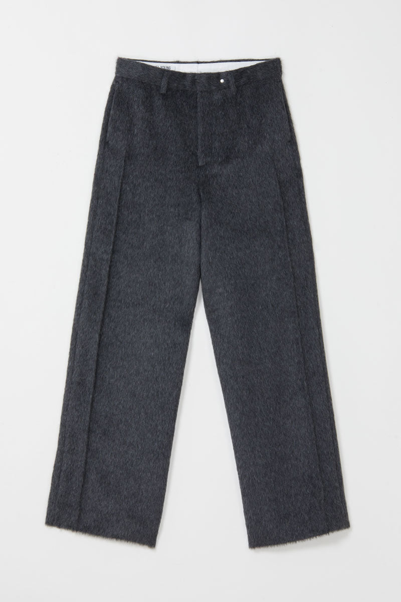 Dark Grey Fuzzy Cuboid Wide Pants