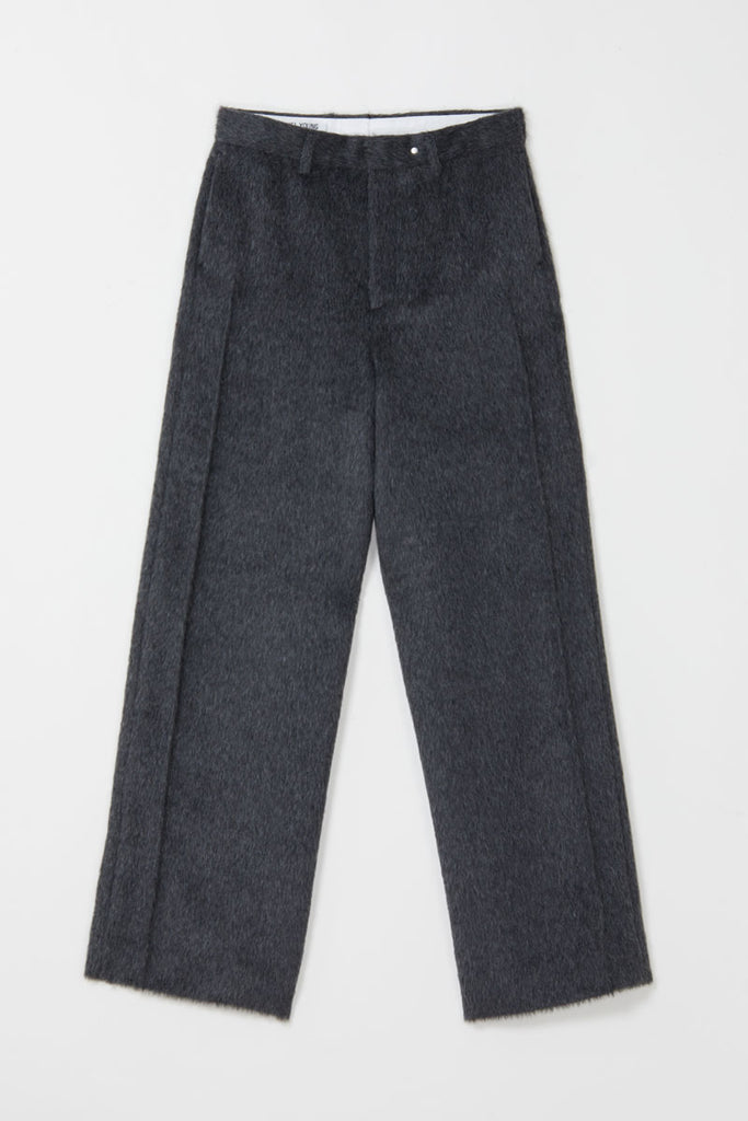 Dark Grey Fuzzy Cuboid Wide Pants