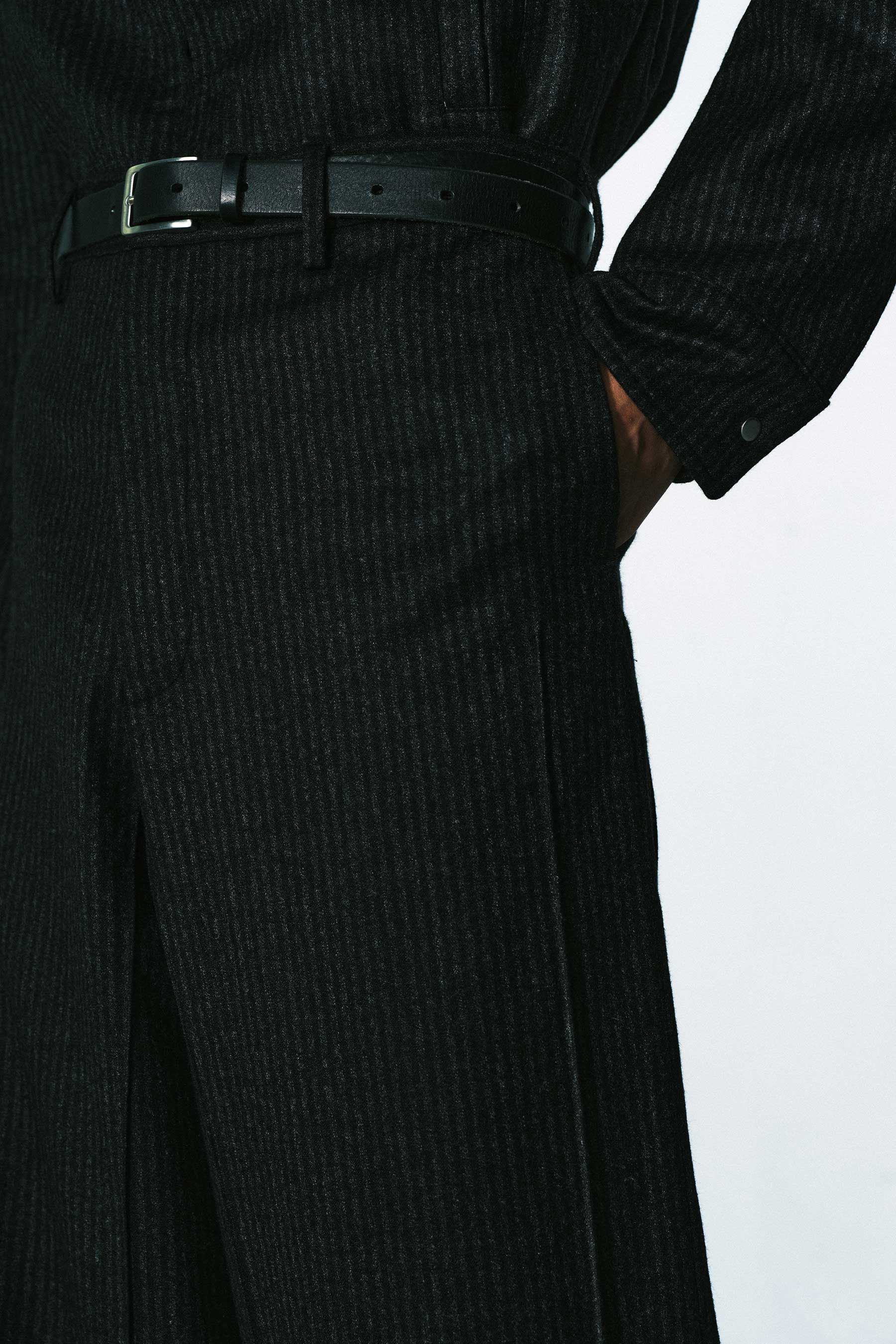 Dark Grey Stripe Cuboid Wide Pants