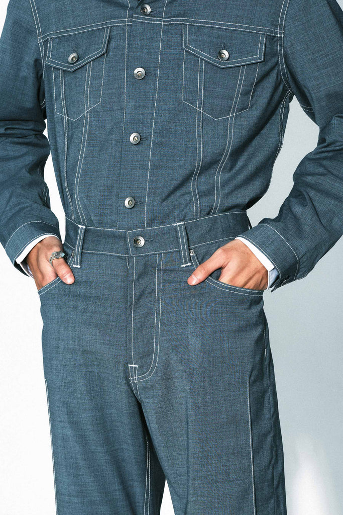 Blue Cuboid 5-Pocket Jeans