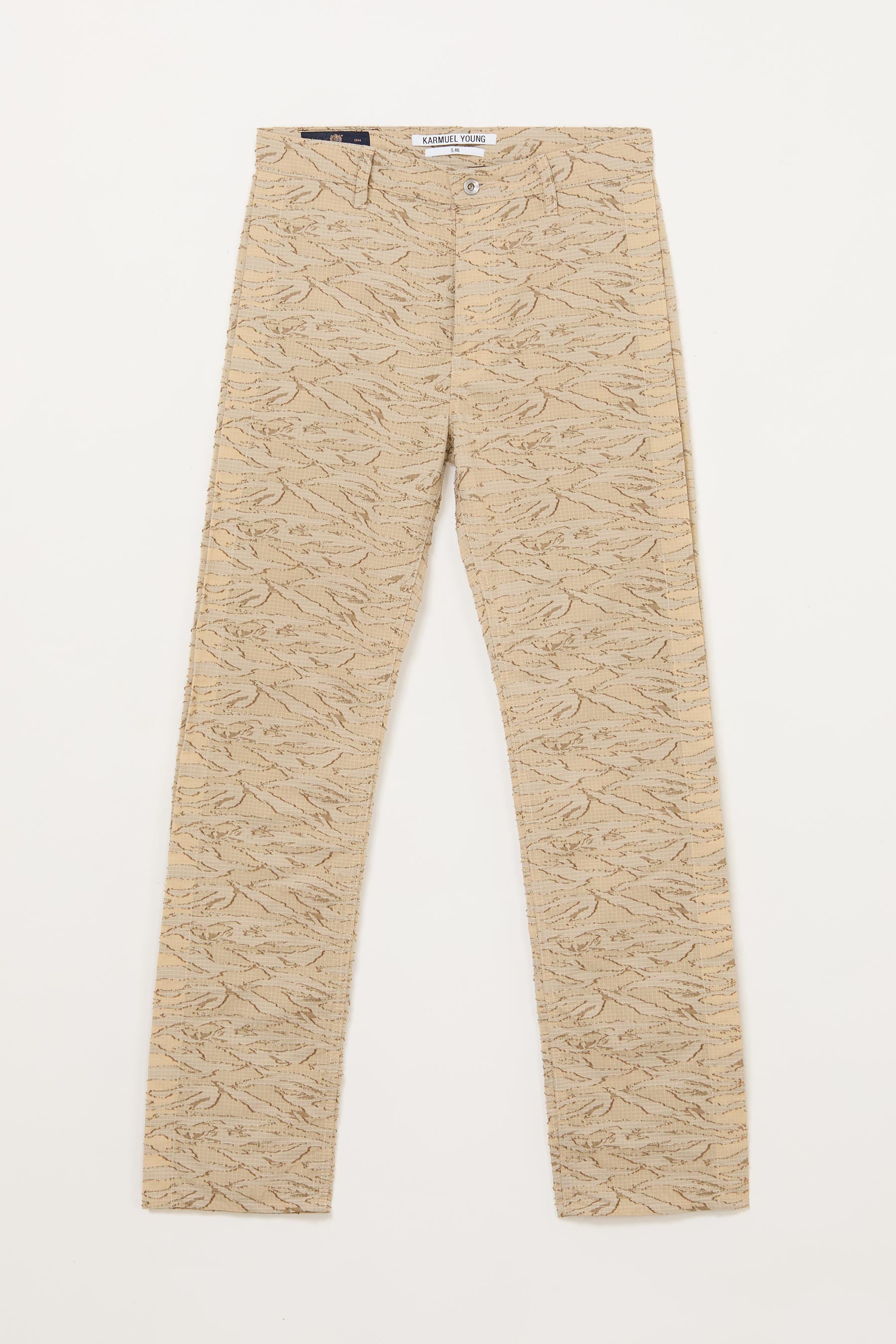 Beige Camouflage Rectangle XY-plane Pants