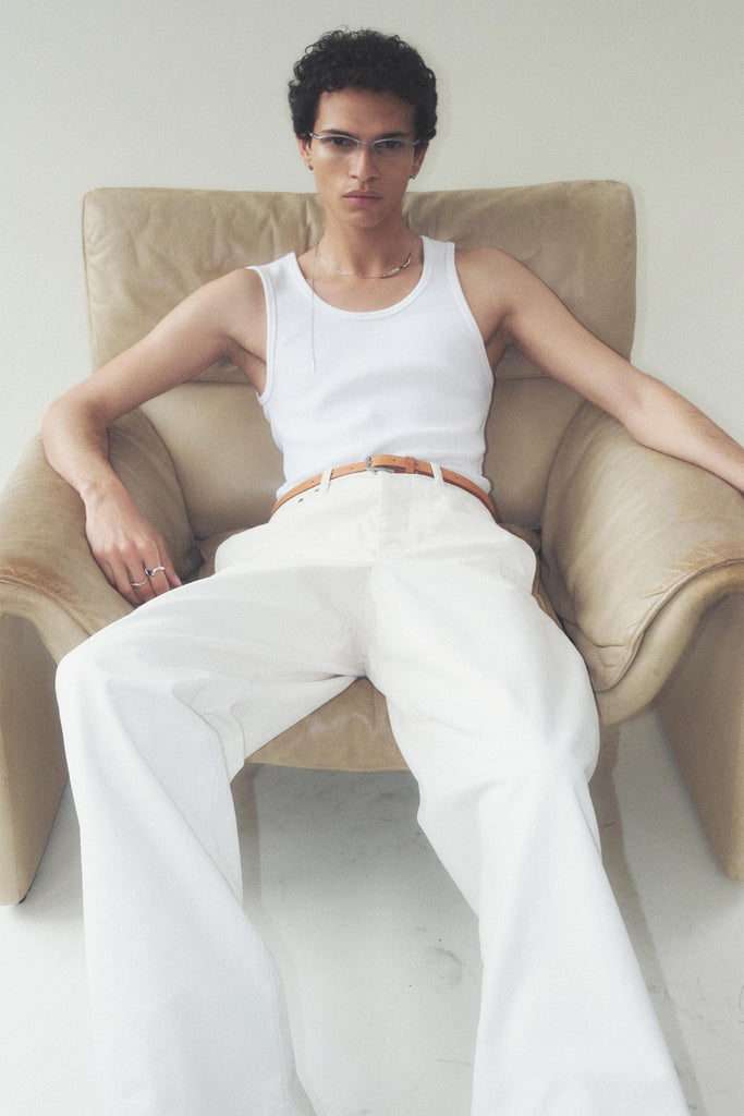 White Molded Wide Leg Pants