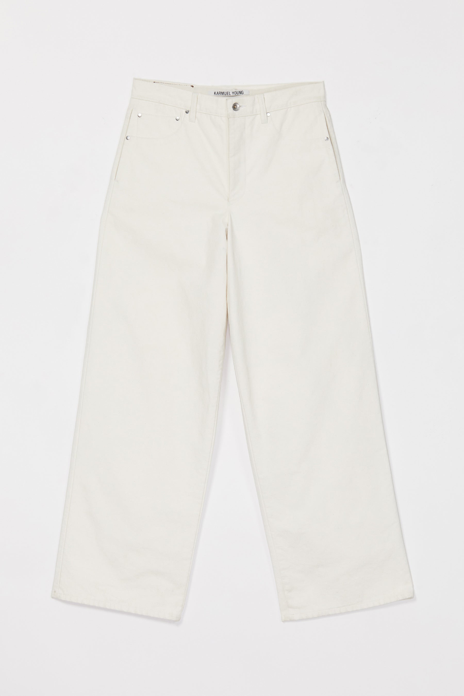 White Molded Wide Leg Pants
