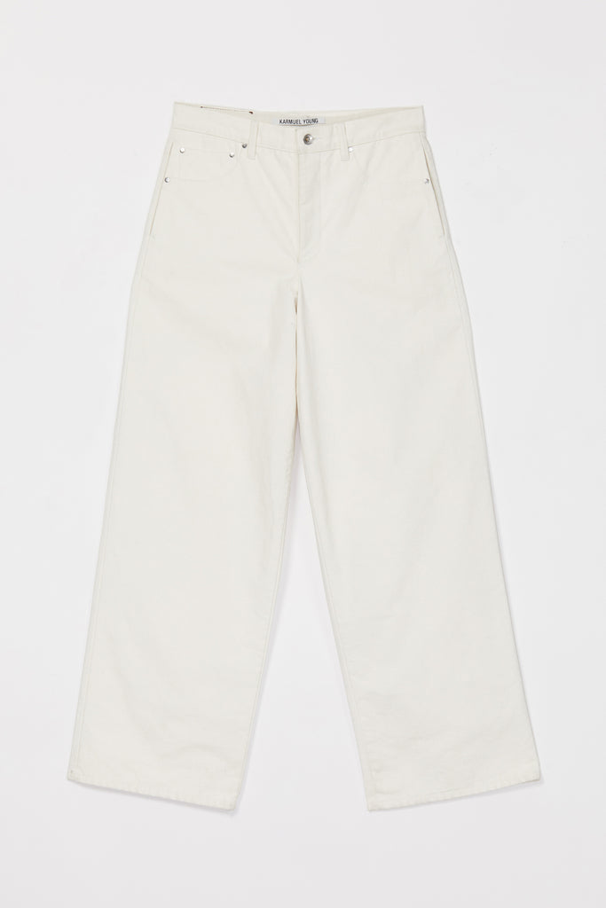 White Molded Wide Leg Pants