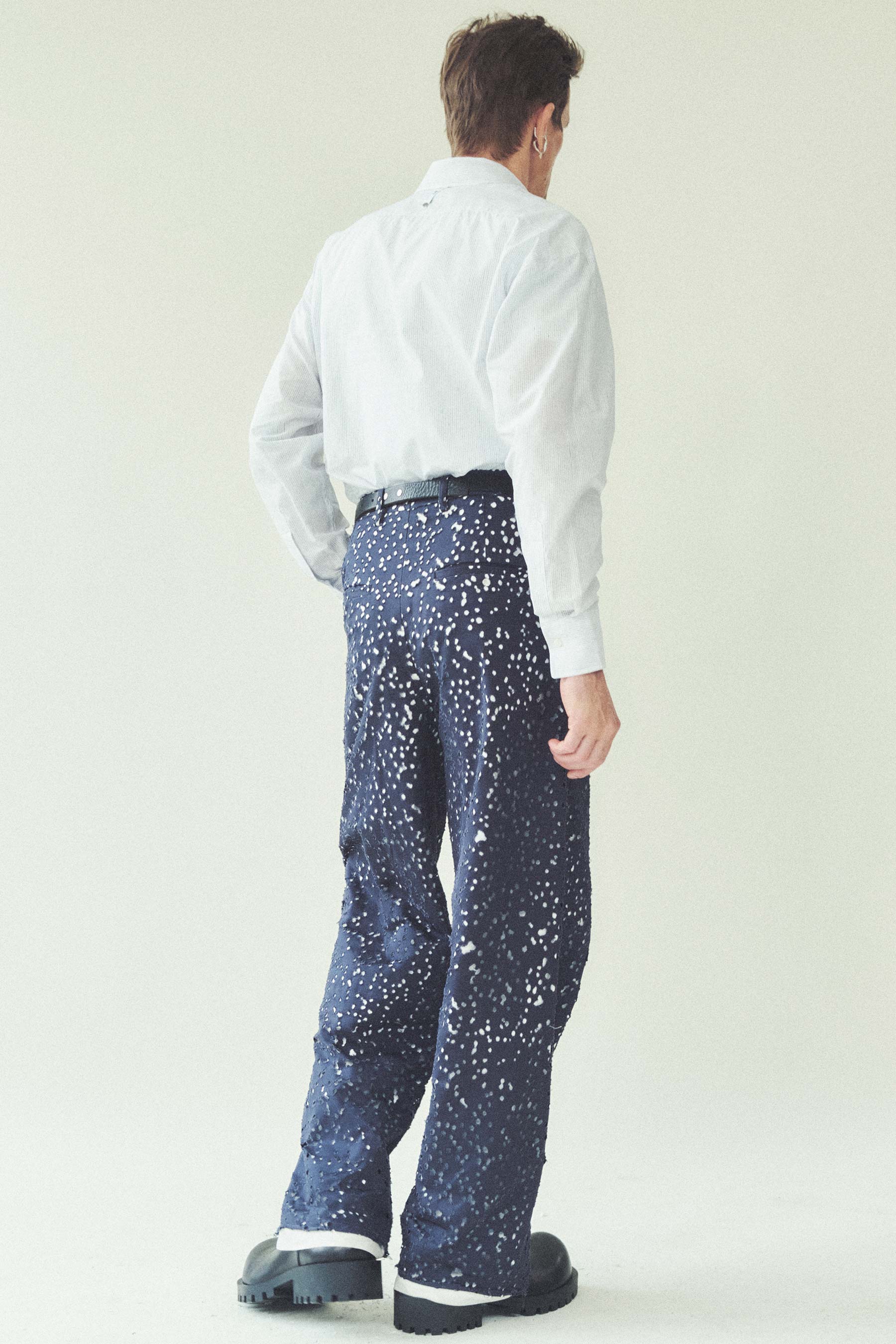 Navy Distressed Double Pants