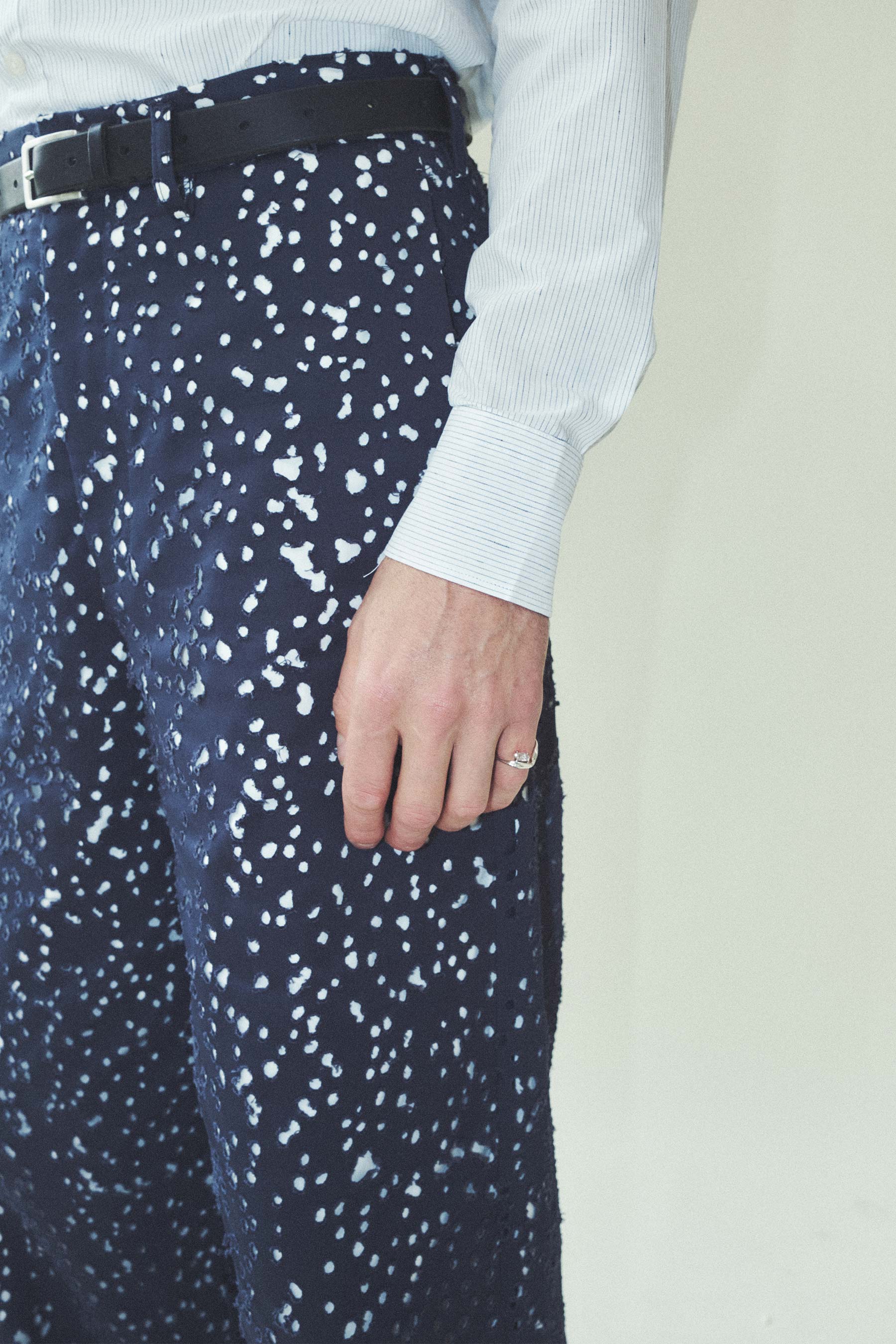 Navy Distressed Double Pants