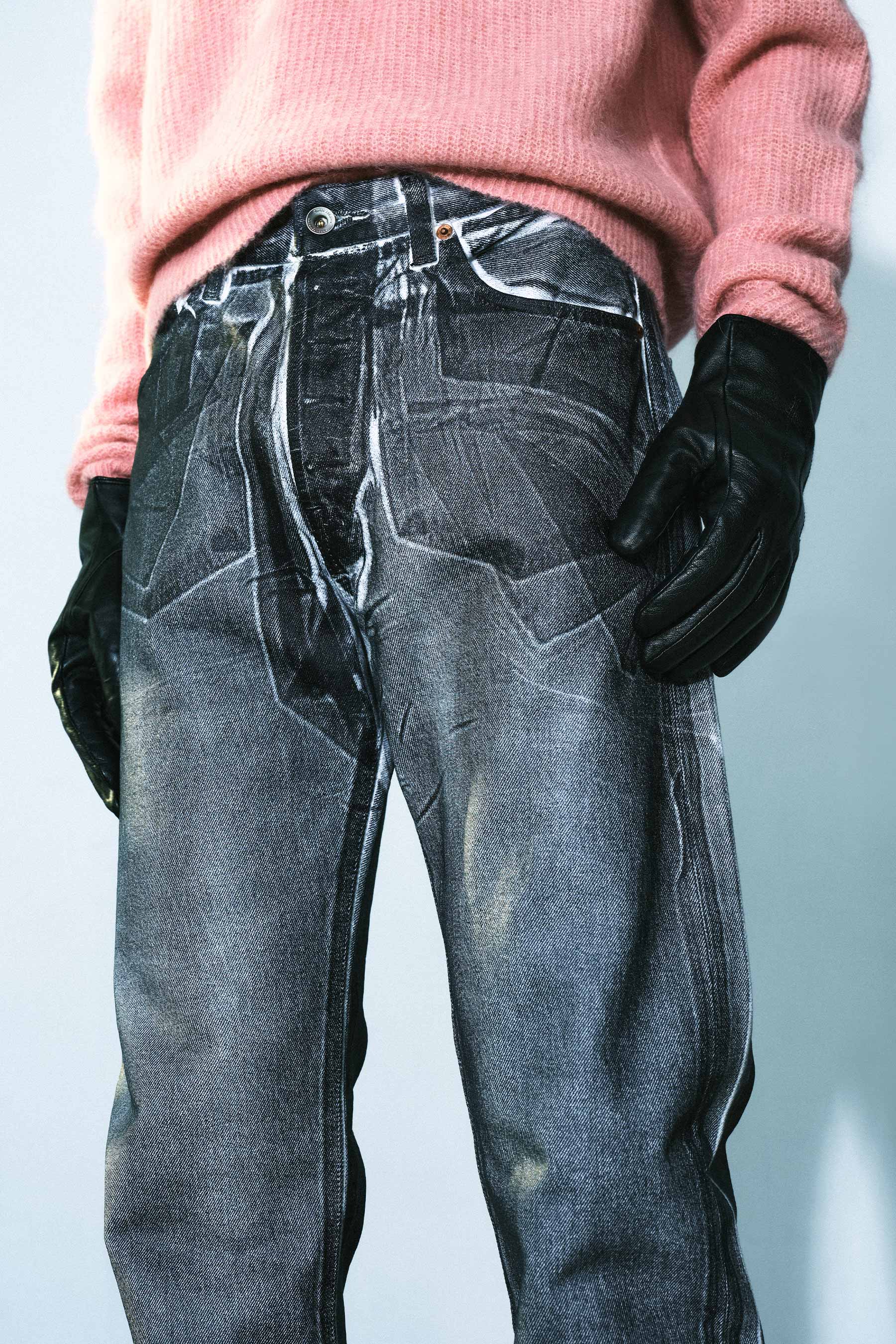 RE-edited Black Overprint 501 Jeans