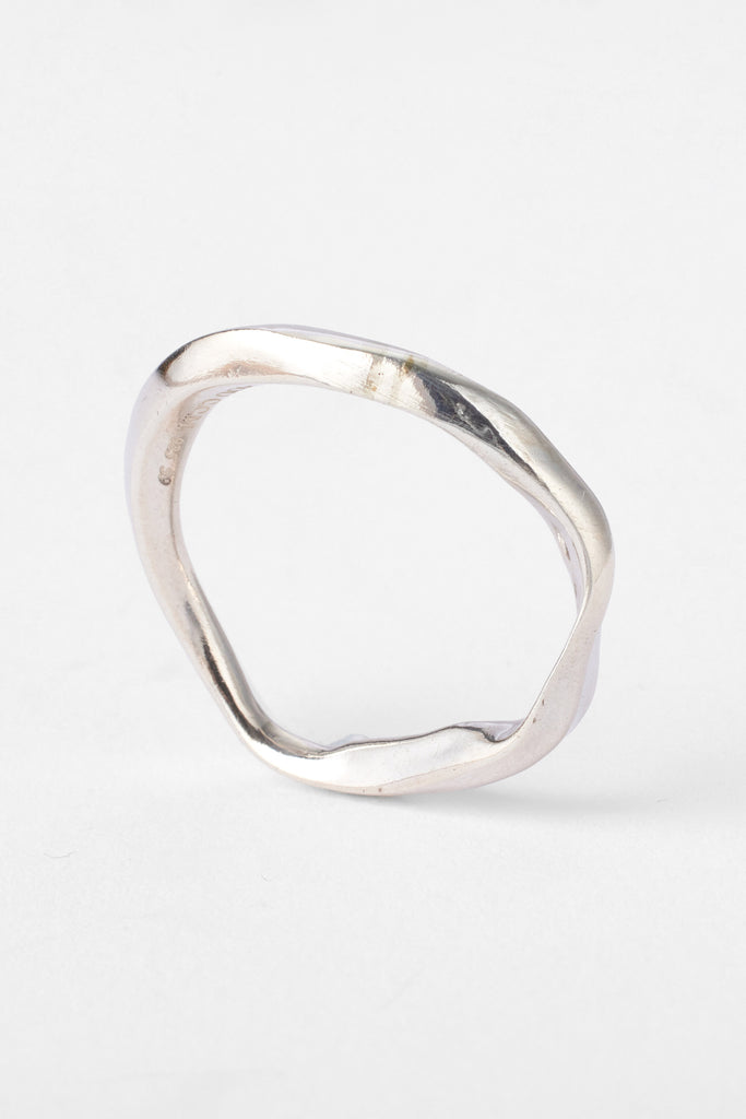 Sliver Hammer-crafted Square Tube Ring