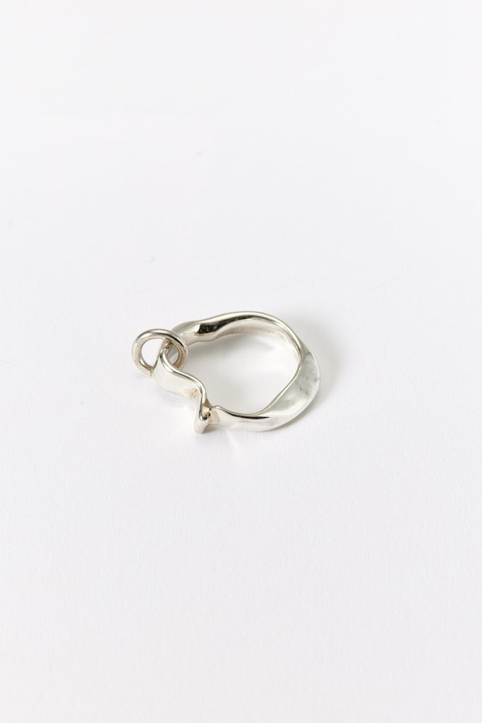 Hammer-crafted Silver Tube Ring with Ring