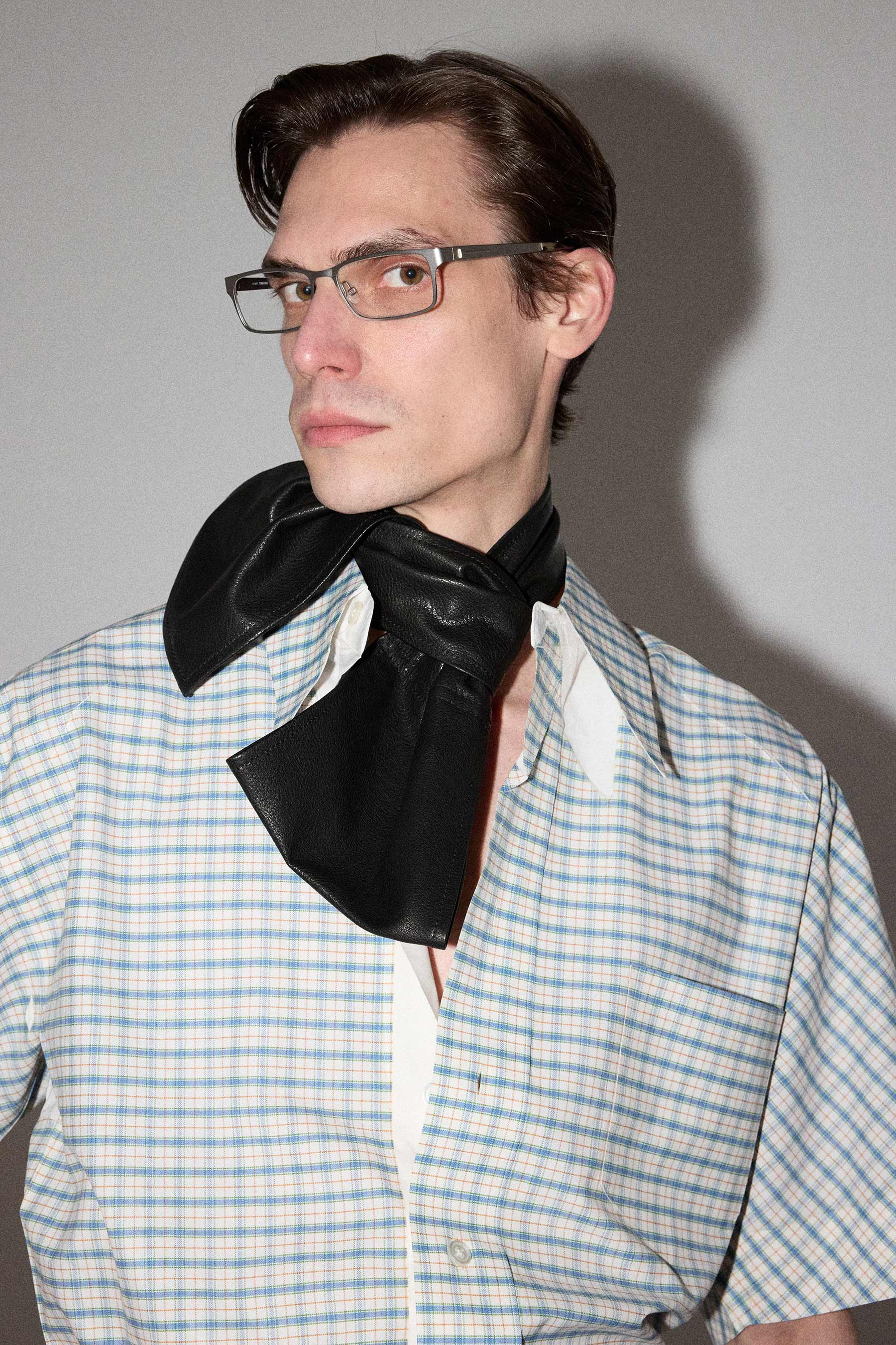 Black Lamb Leather Scarf