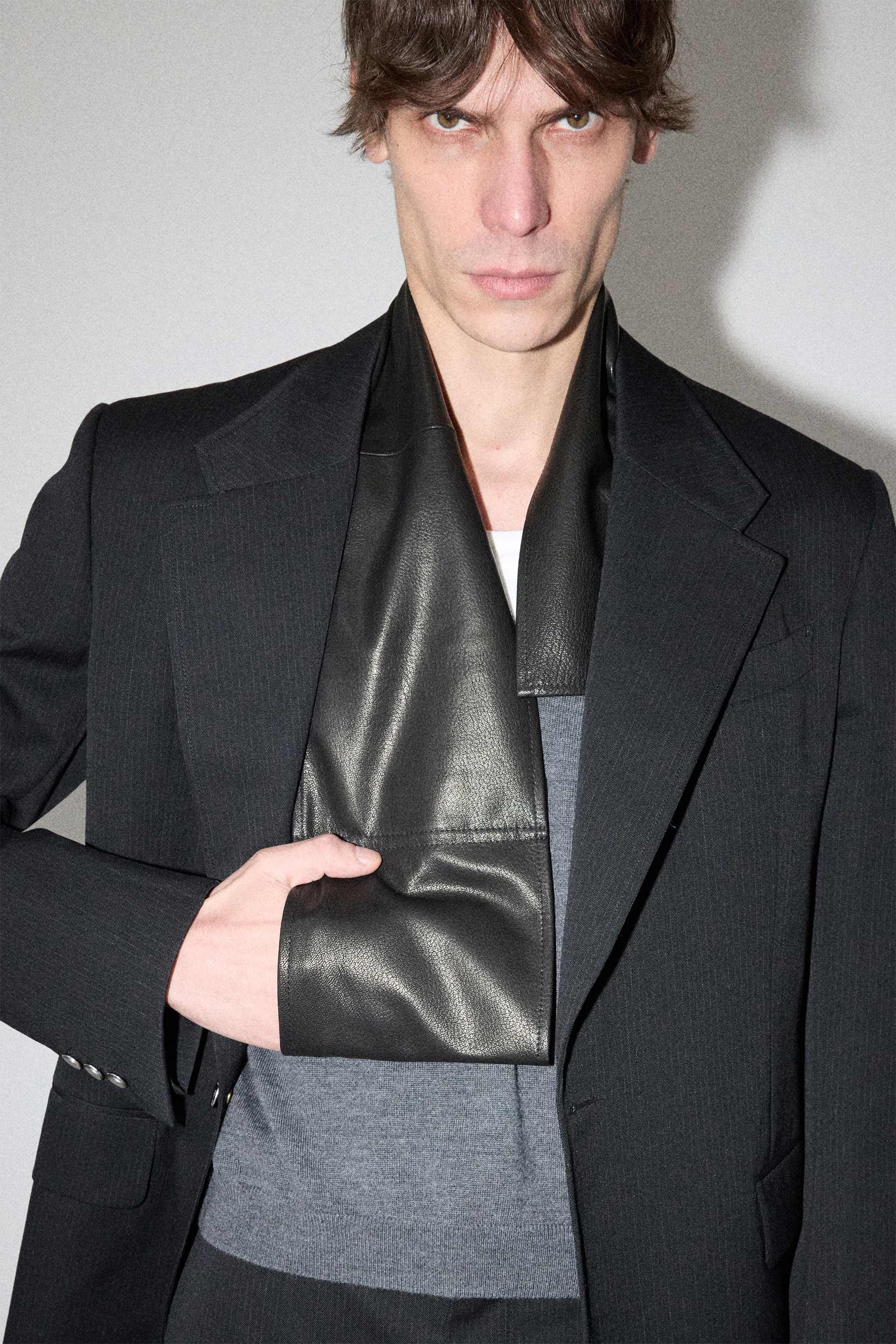 Black Lamb Leather Scarf
