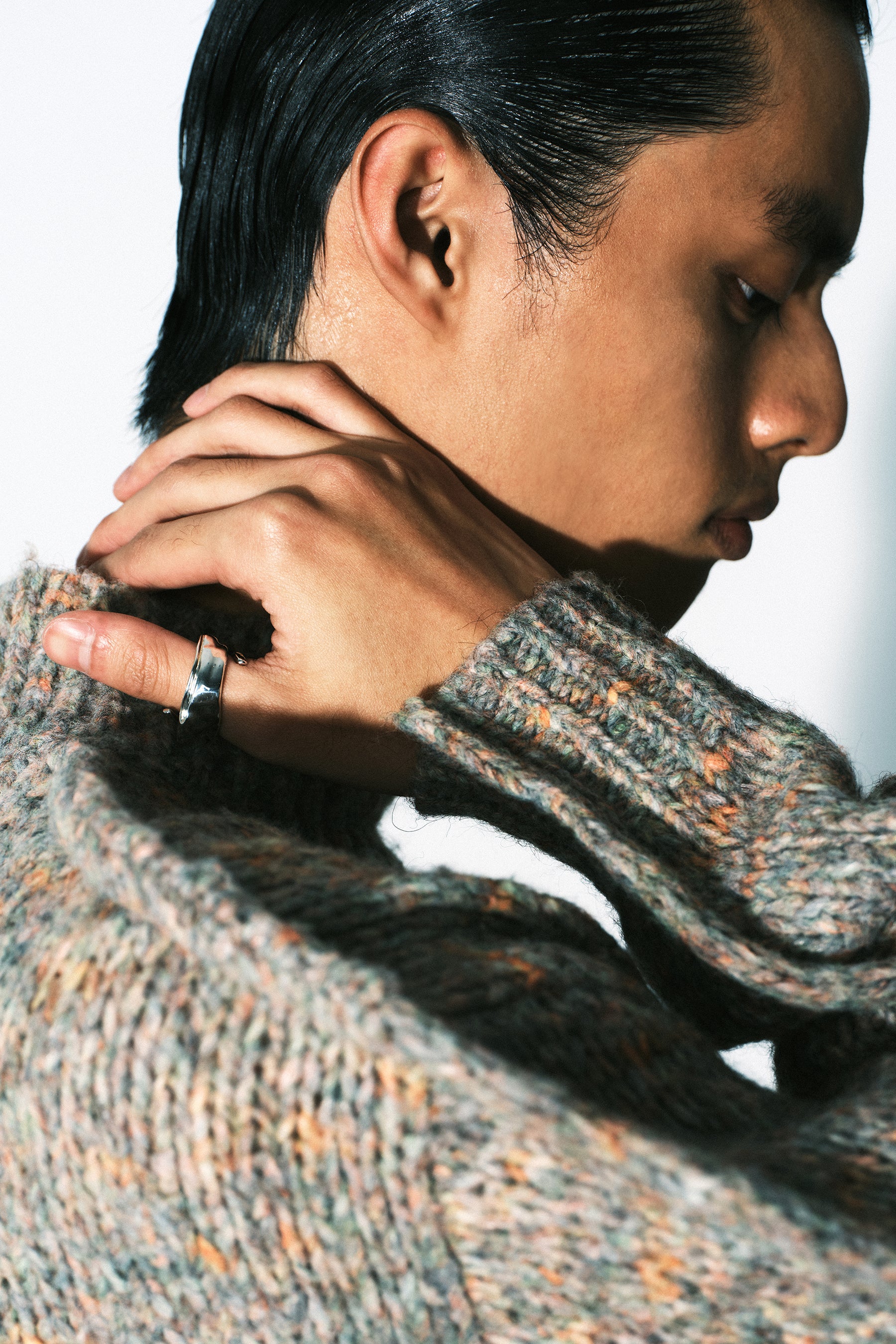 Hammer-crafted Spiral Silver Shirt Ring