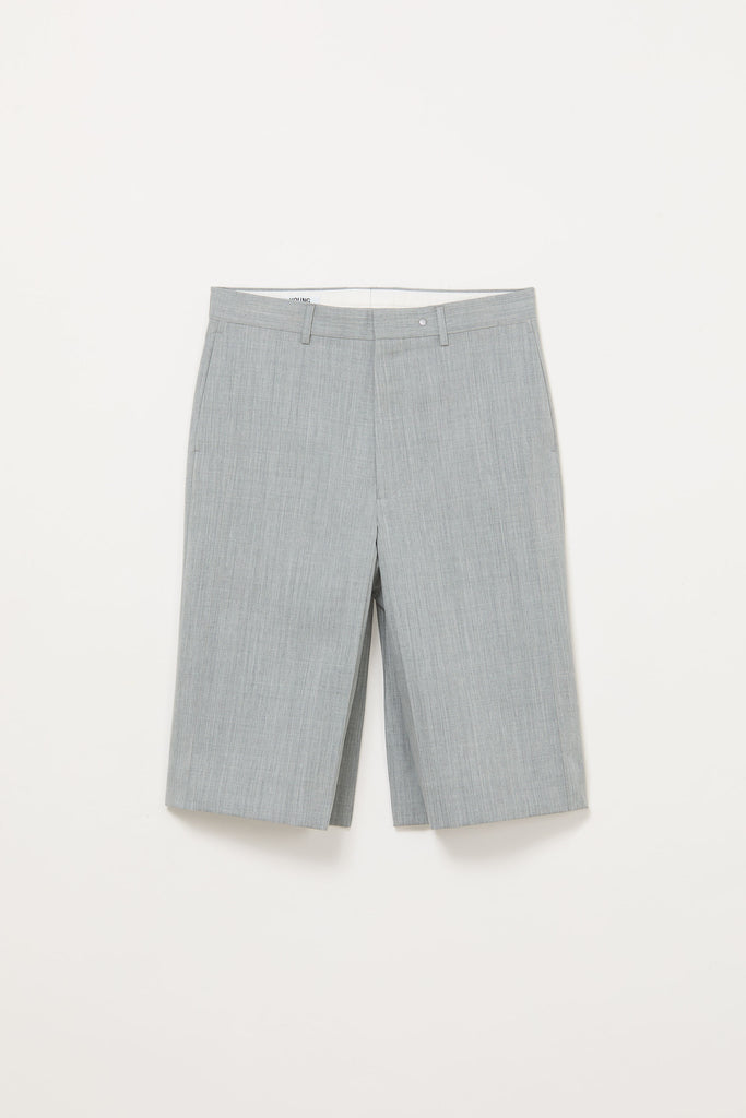 Light Grey Cuboid Wool Shorts