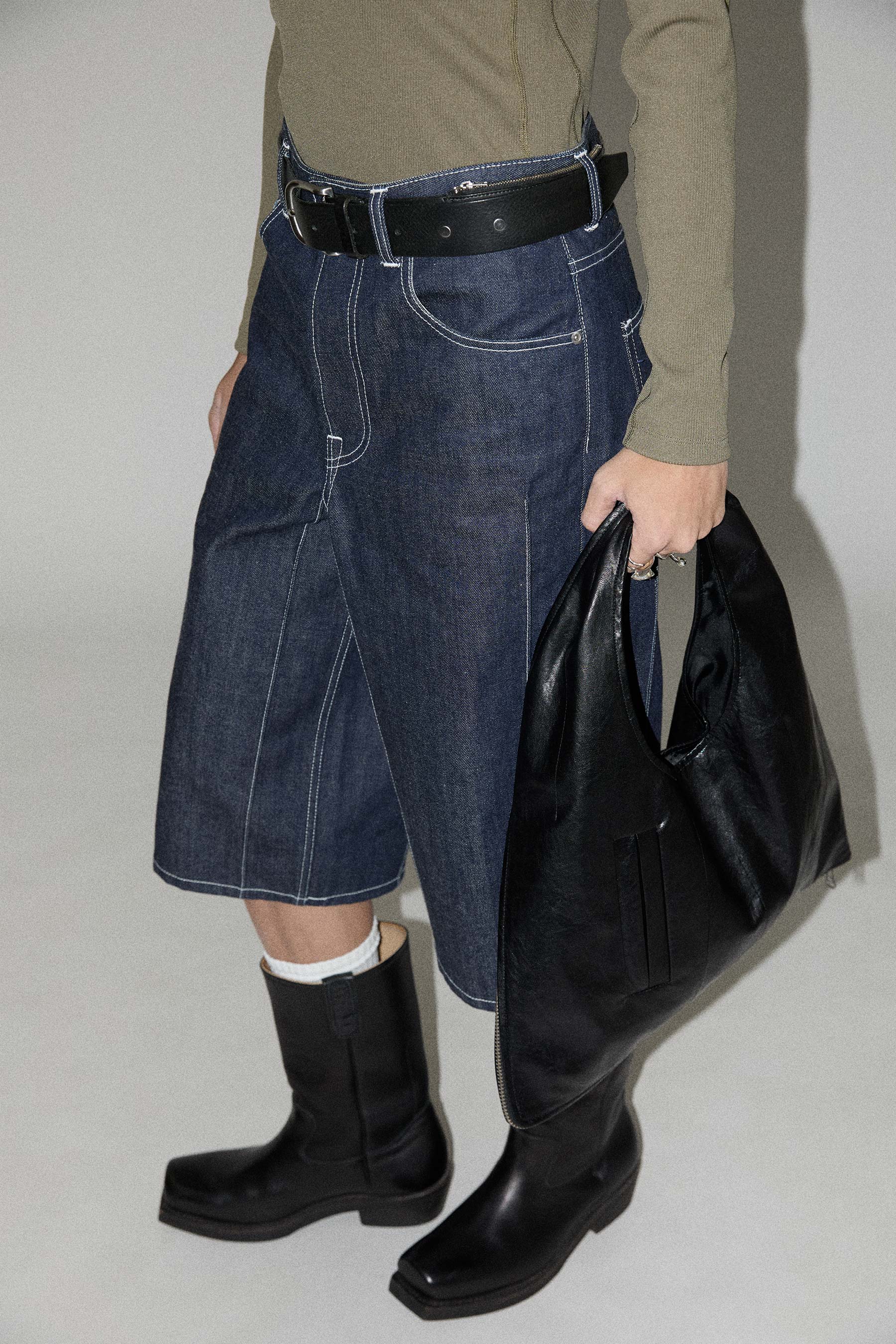 Navy Raw Denim Cuboid Shorts