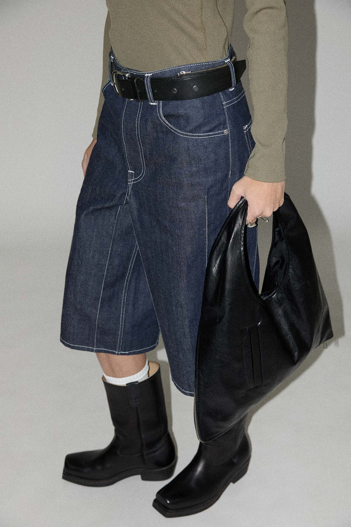 Navy Raw Denim Cuboid Shorts