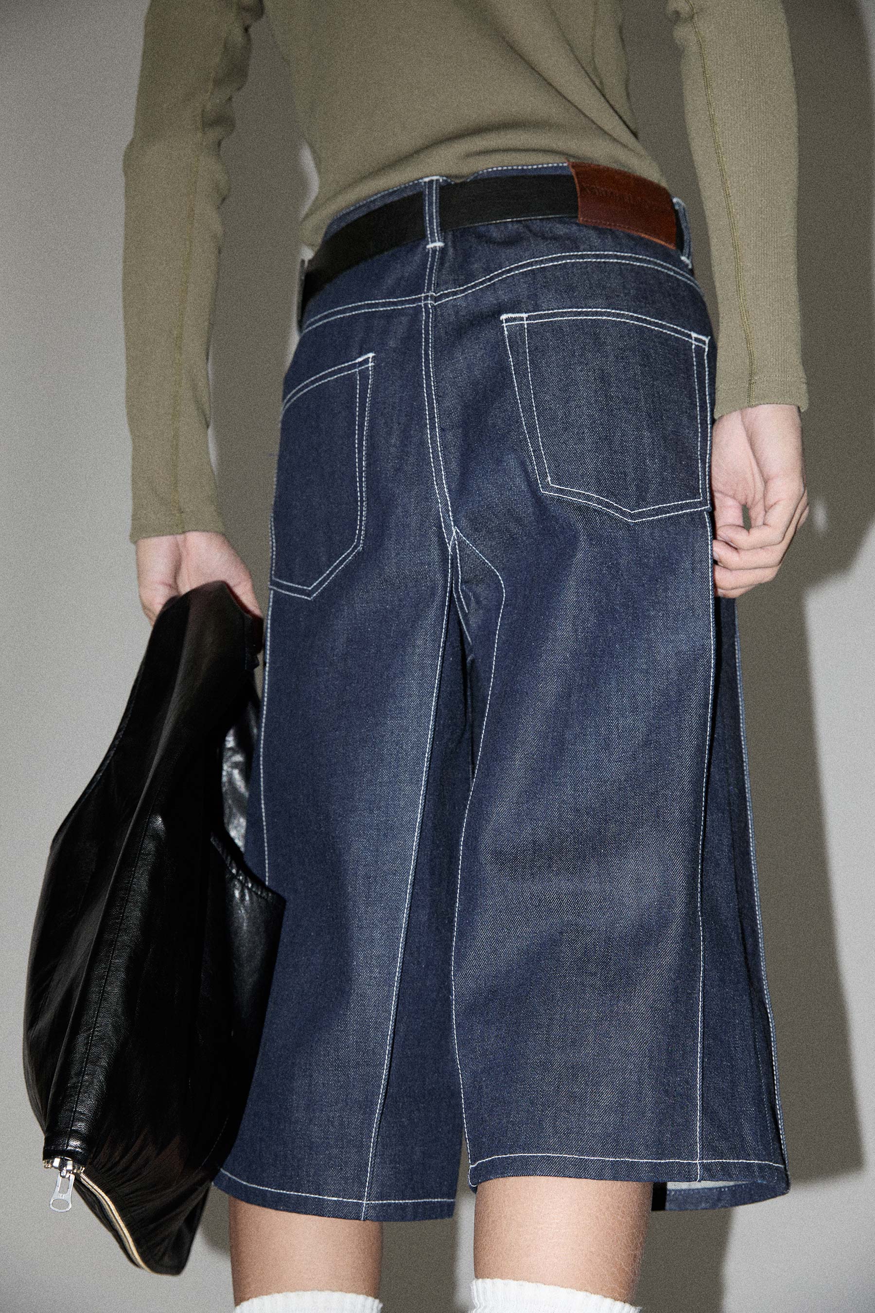 Navy Raw Denim Cuboid Shorts