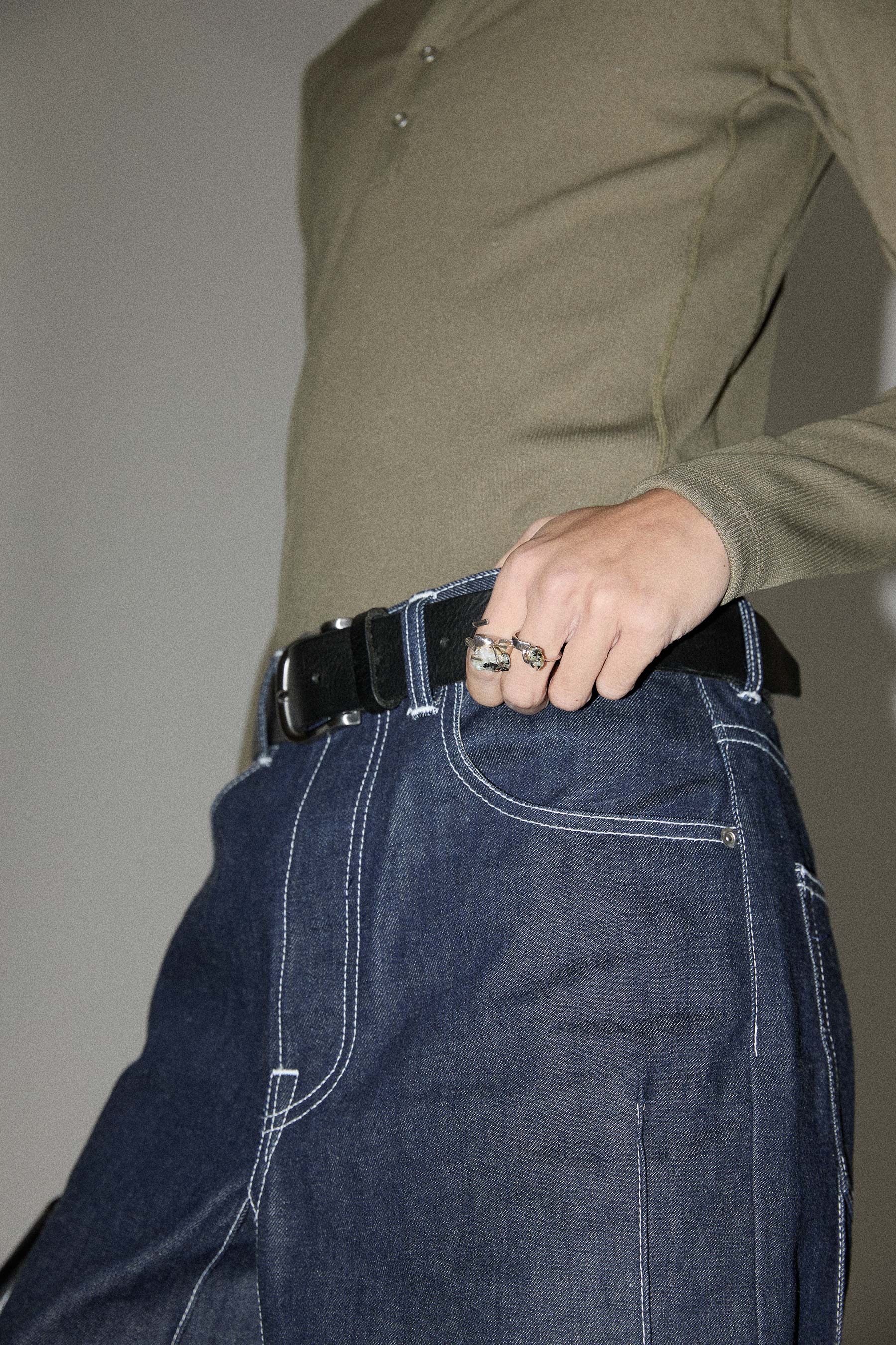 Navy Raw Denim Cuboid Shorts
