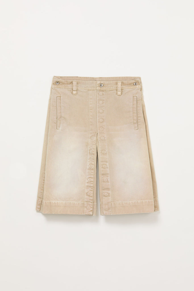 Beige Rectangle XY-plane Washed Shorts