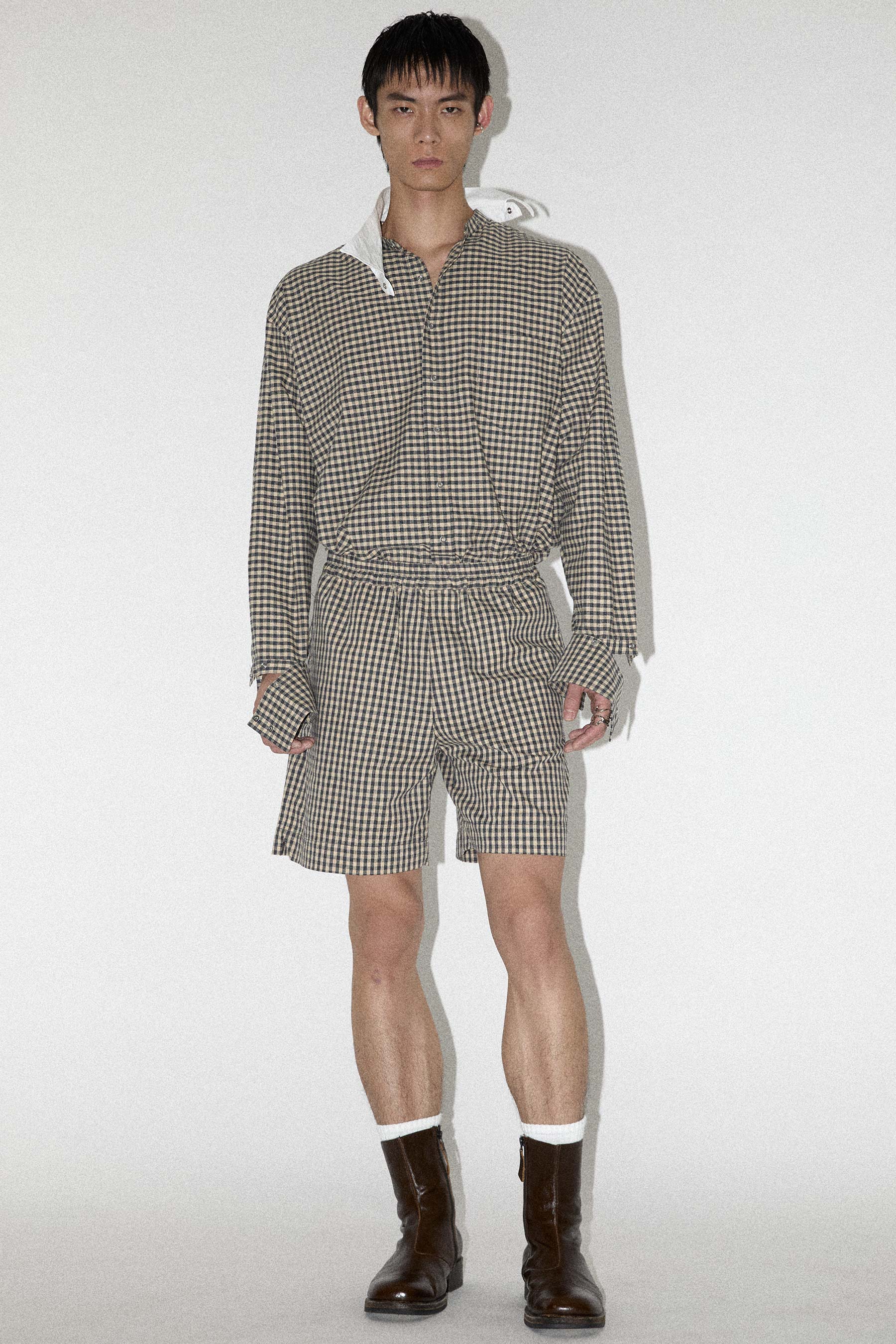 Yellow Check Square Shorts