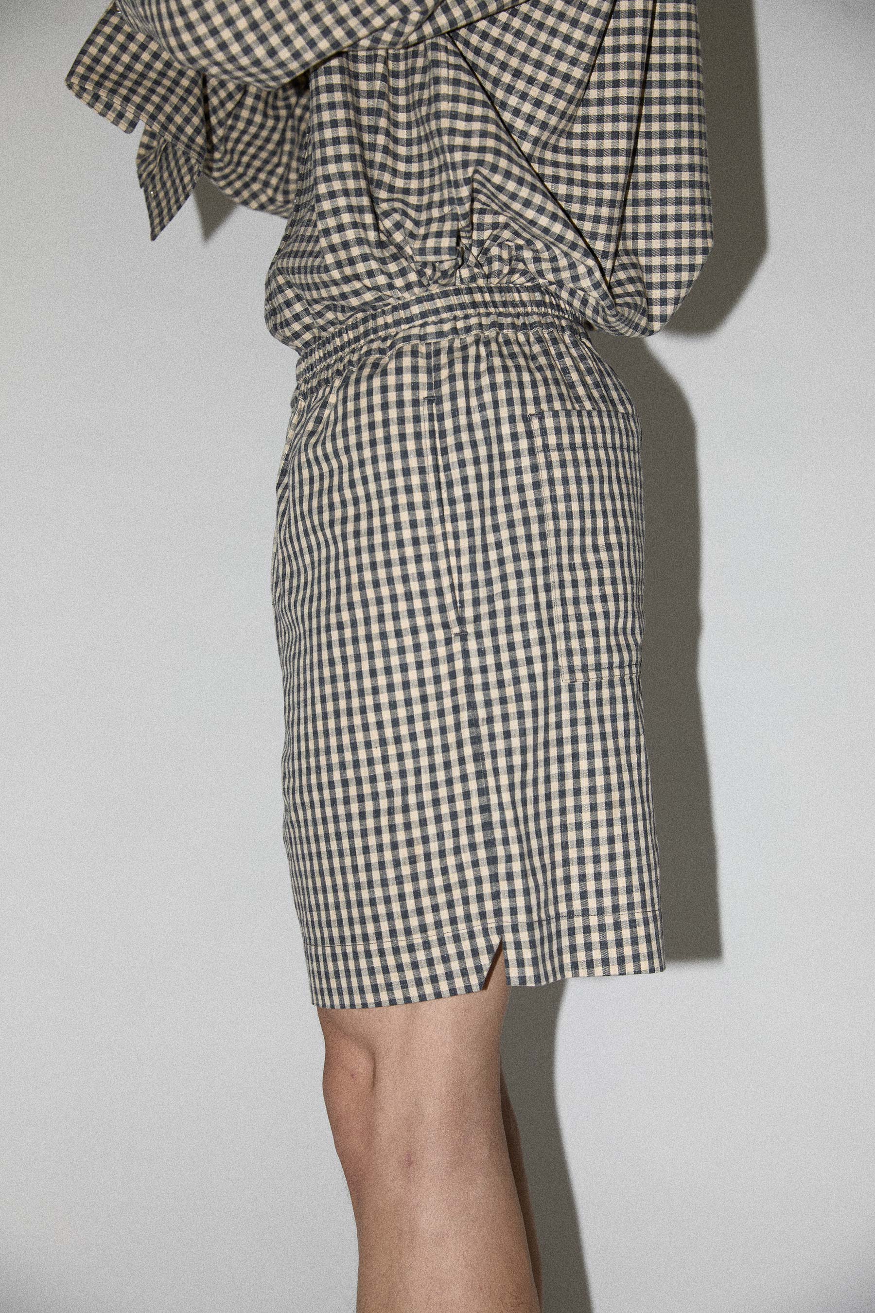 Yellow Check Square Shorts