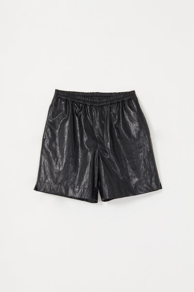 Black Alt-Leather Square Shorts – KARMUEL YOUNG