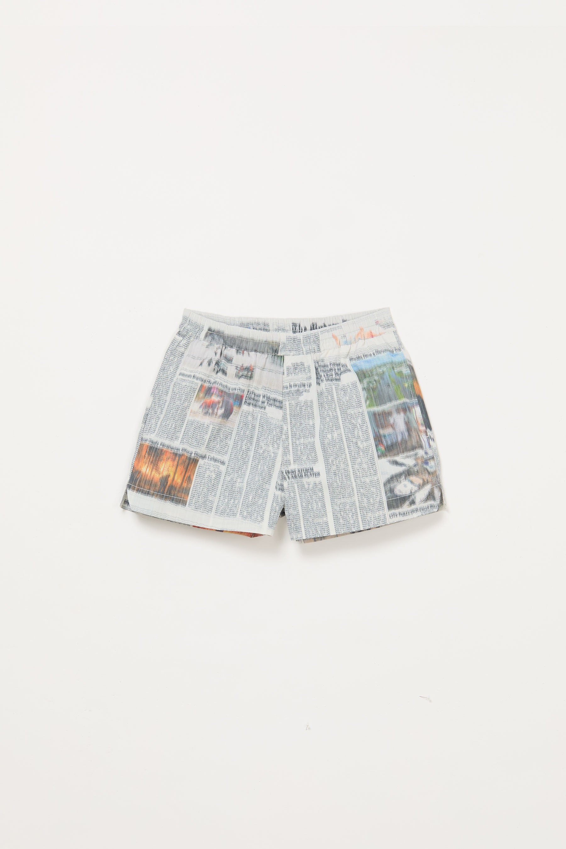 Mixed Square Printed Newspaper Shorts