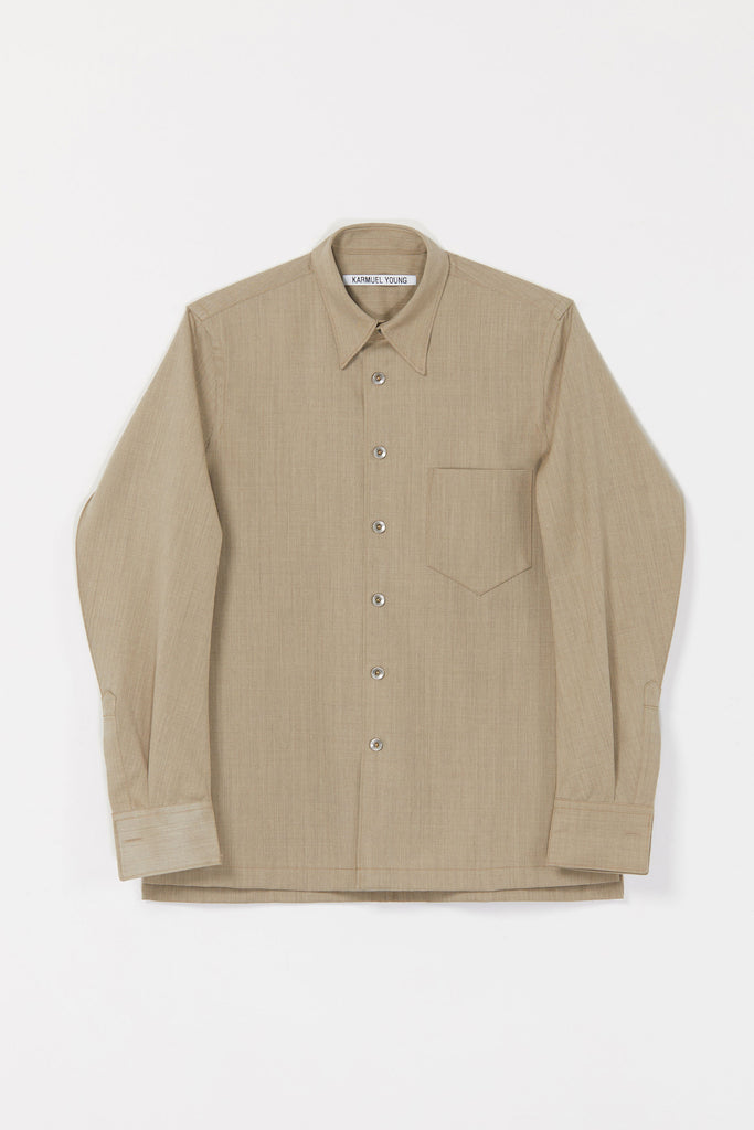 Beige Wool Curved Arm Shirt