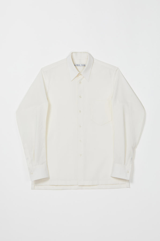 White Wool Curved Arm Shirt
