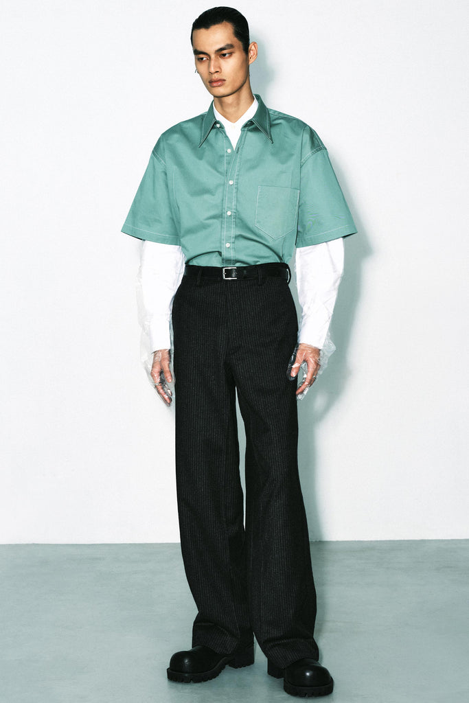 Green Bold Cuboid Short Sleeved Overshirt