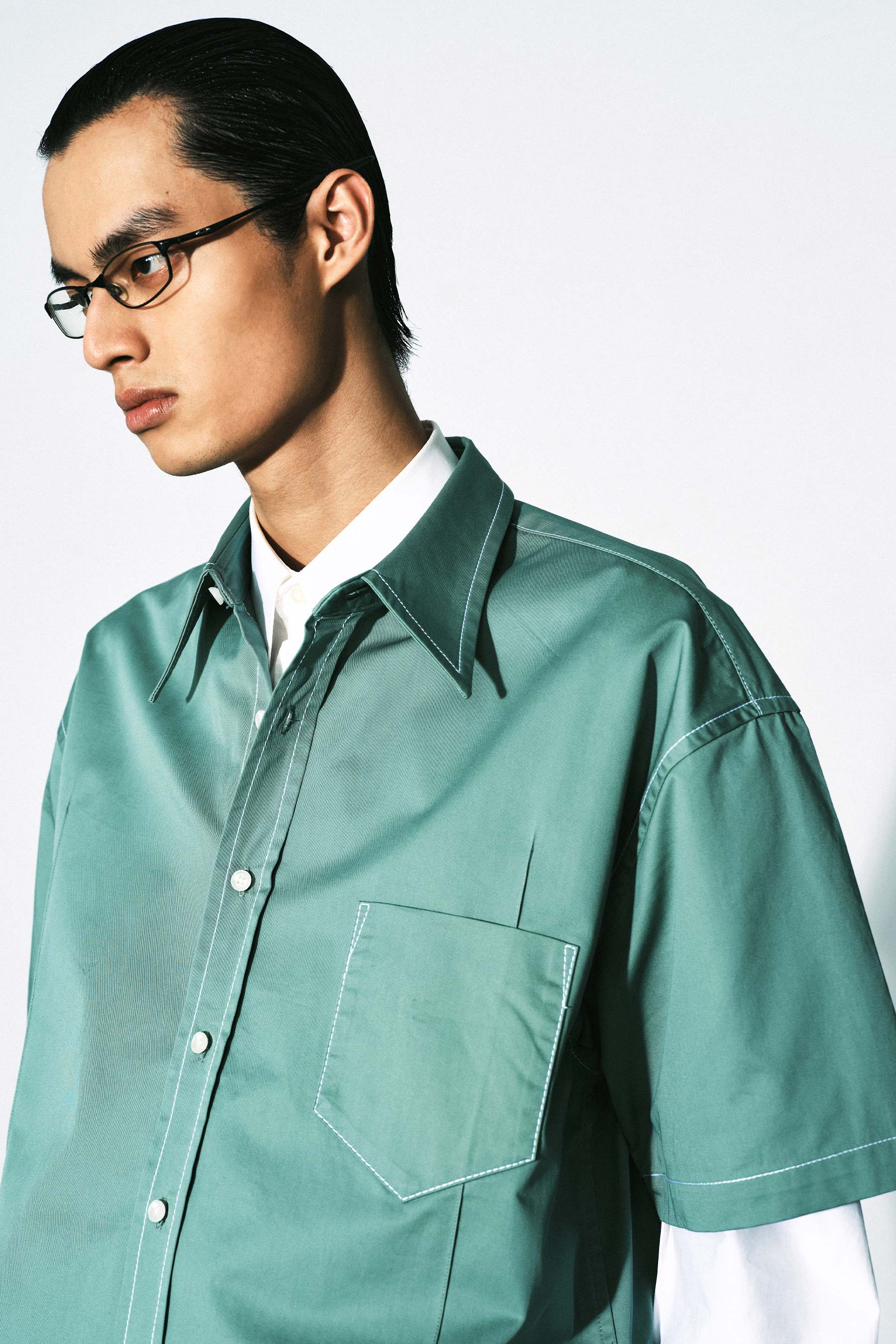Green Bold Cuboid Short Sleeved Overshirt