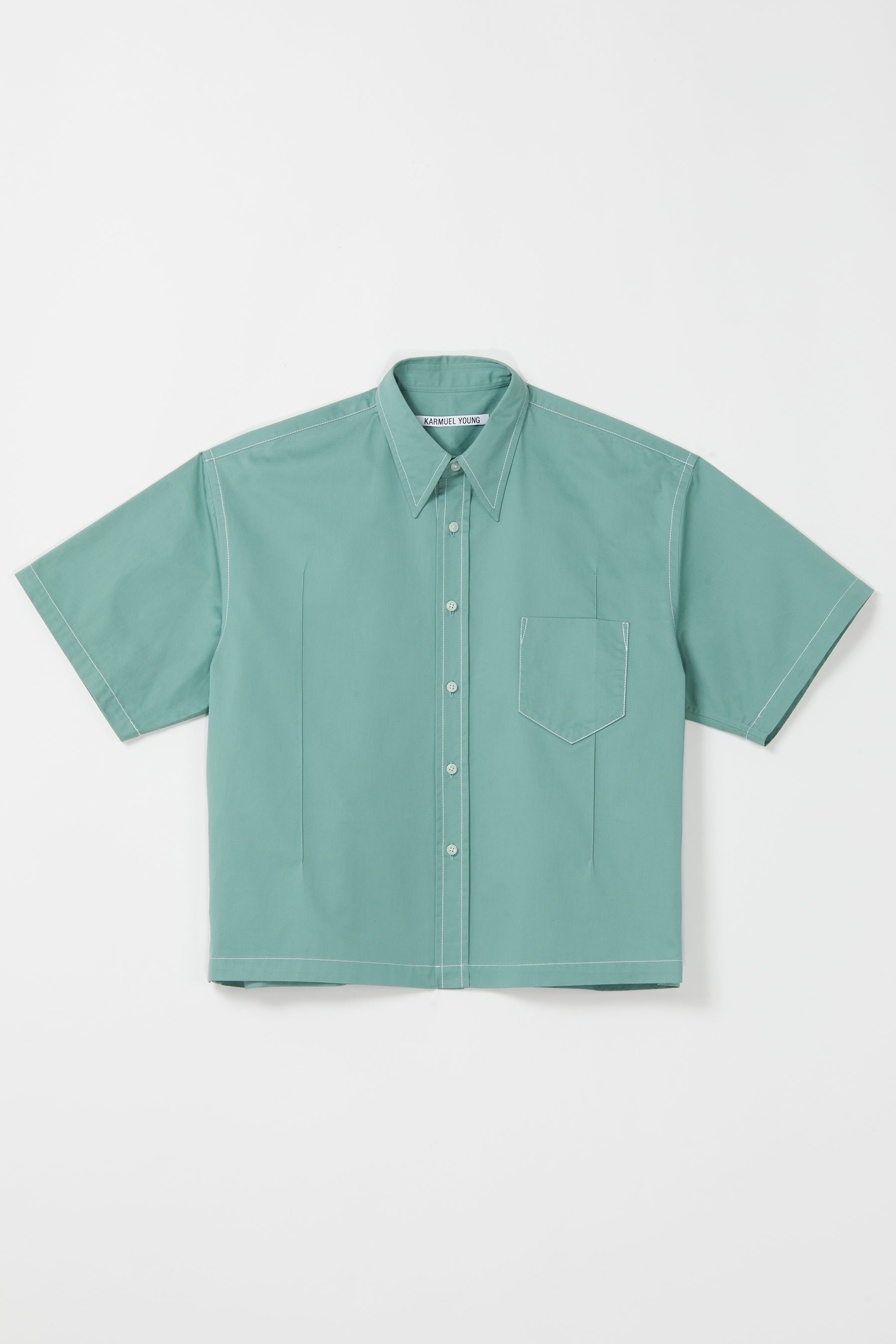 Green Bold Cuboid Short Sleeved Overshirt