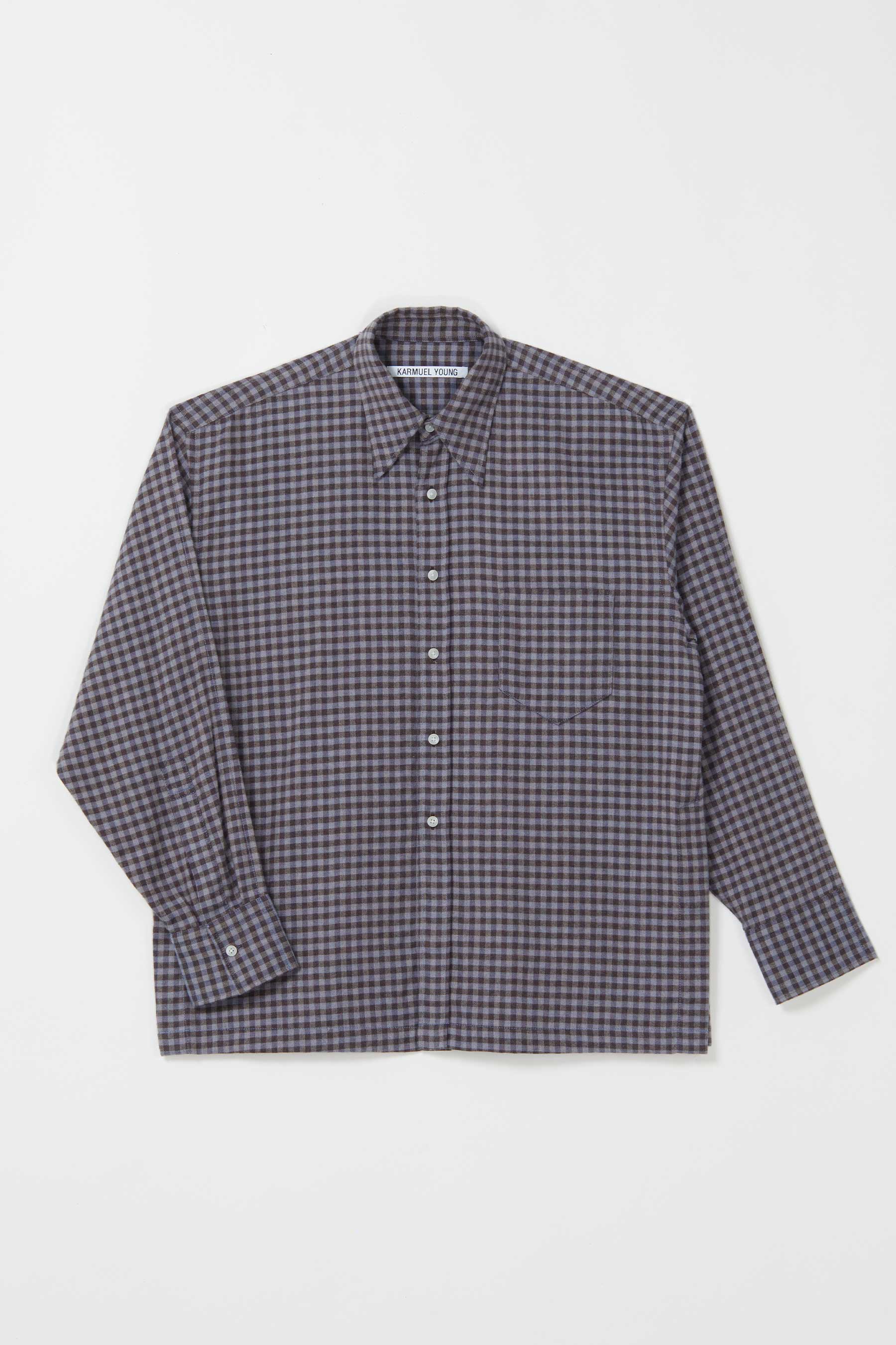 Purple Brushed Check XY-plane Square Overshirt