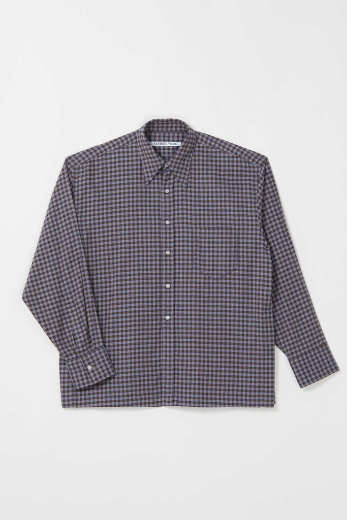 Purple Brushed Check XY-plane Square Overshirt