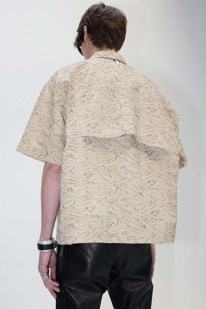 Beige Camouflage Square Short Sleeved Shirt