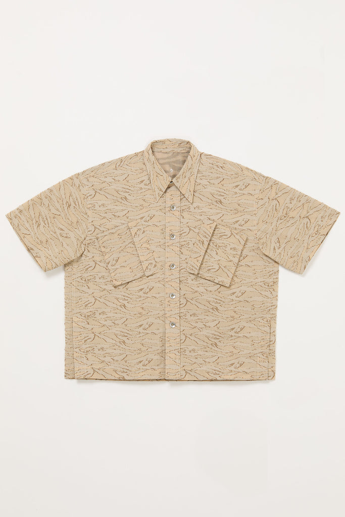 Beige Camouflage Square Short Sleeved Shirt