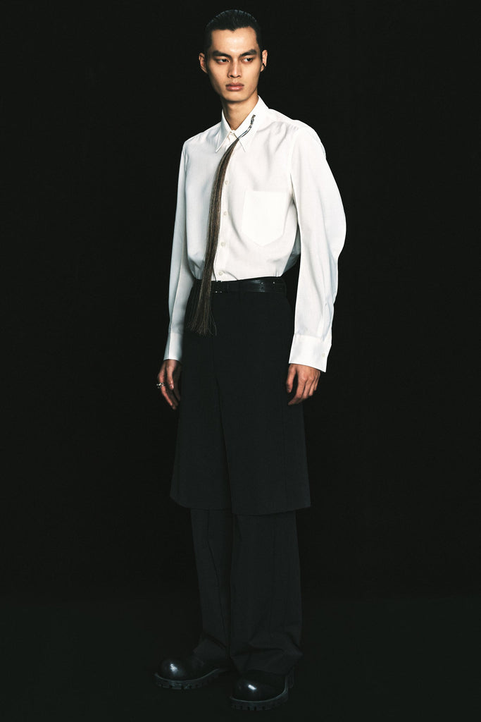 White Wool Curved Arm Shirt