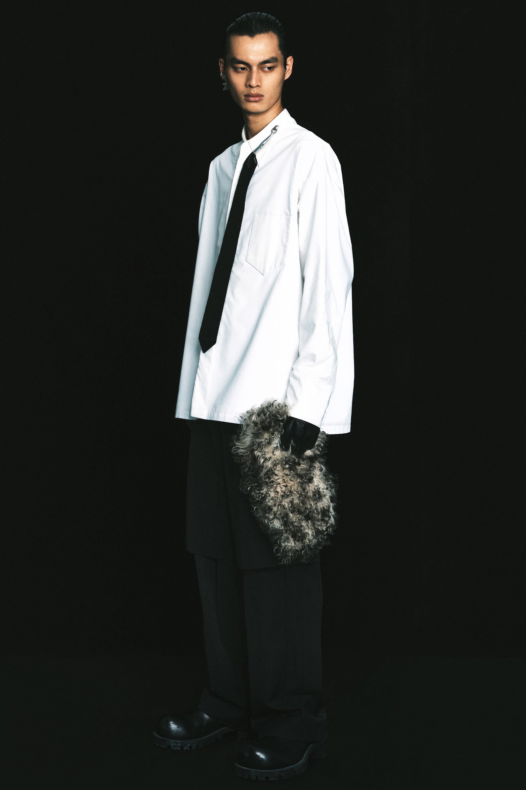 White Molded Bold Square Overshirt