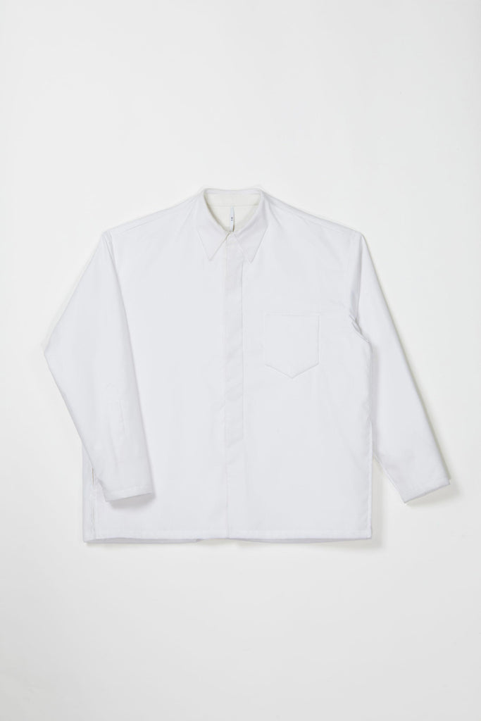 White Molded Bold Square Overshirt