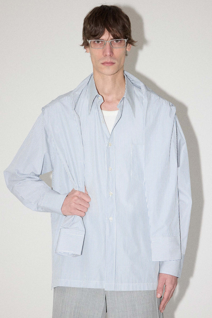 Blue Stripe Square Shirt On Shirt