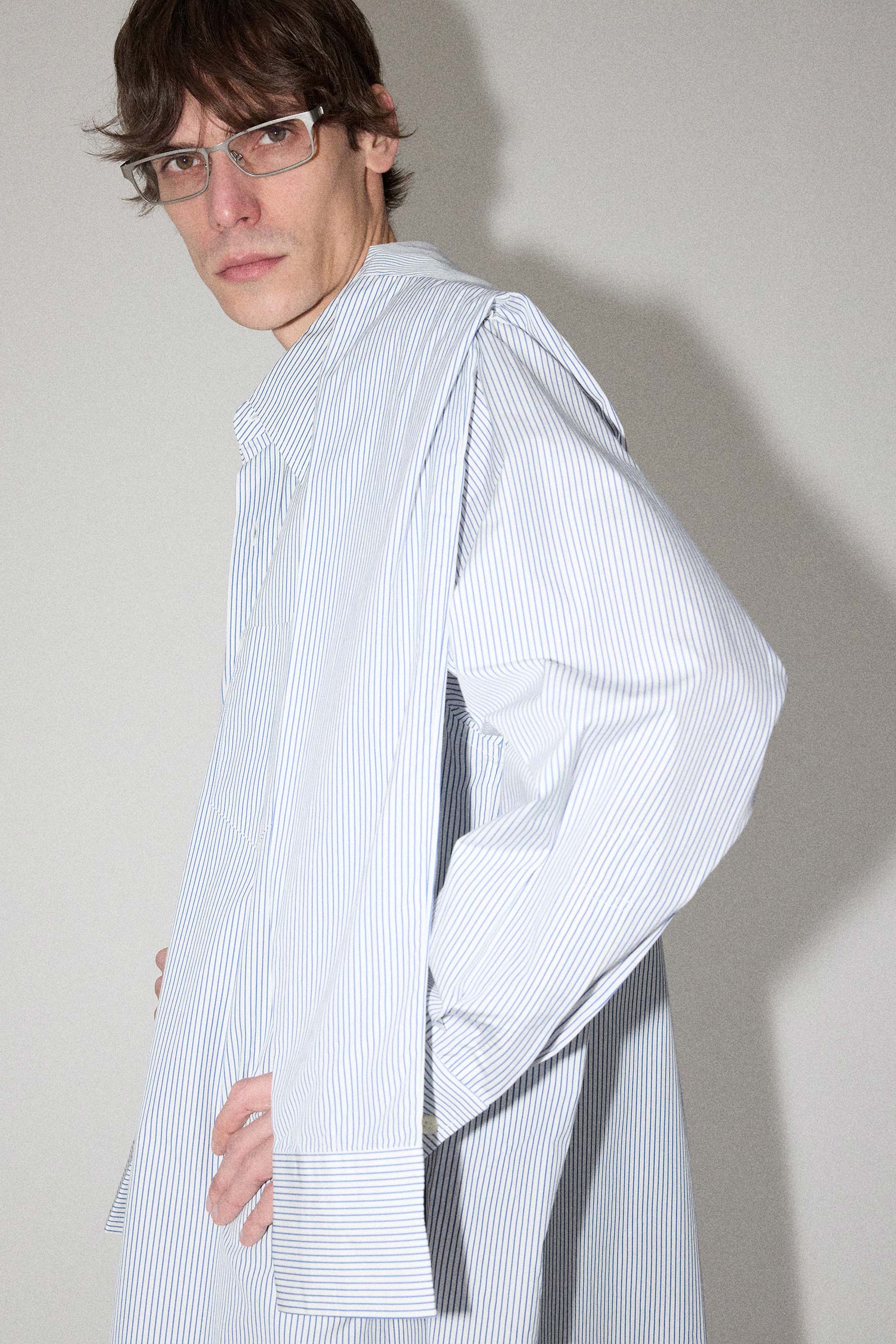 Blue Stripe Square Shirt On Shirt