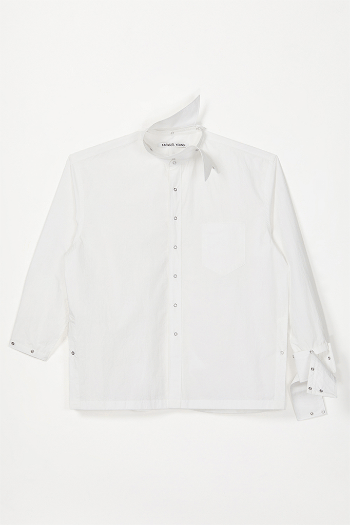 White Square Snap Off Shirt