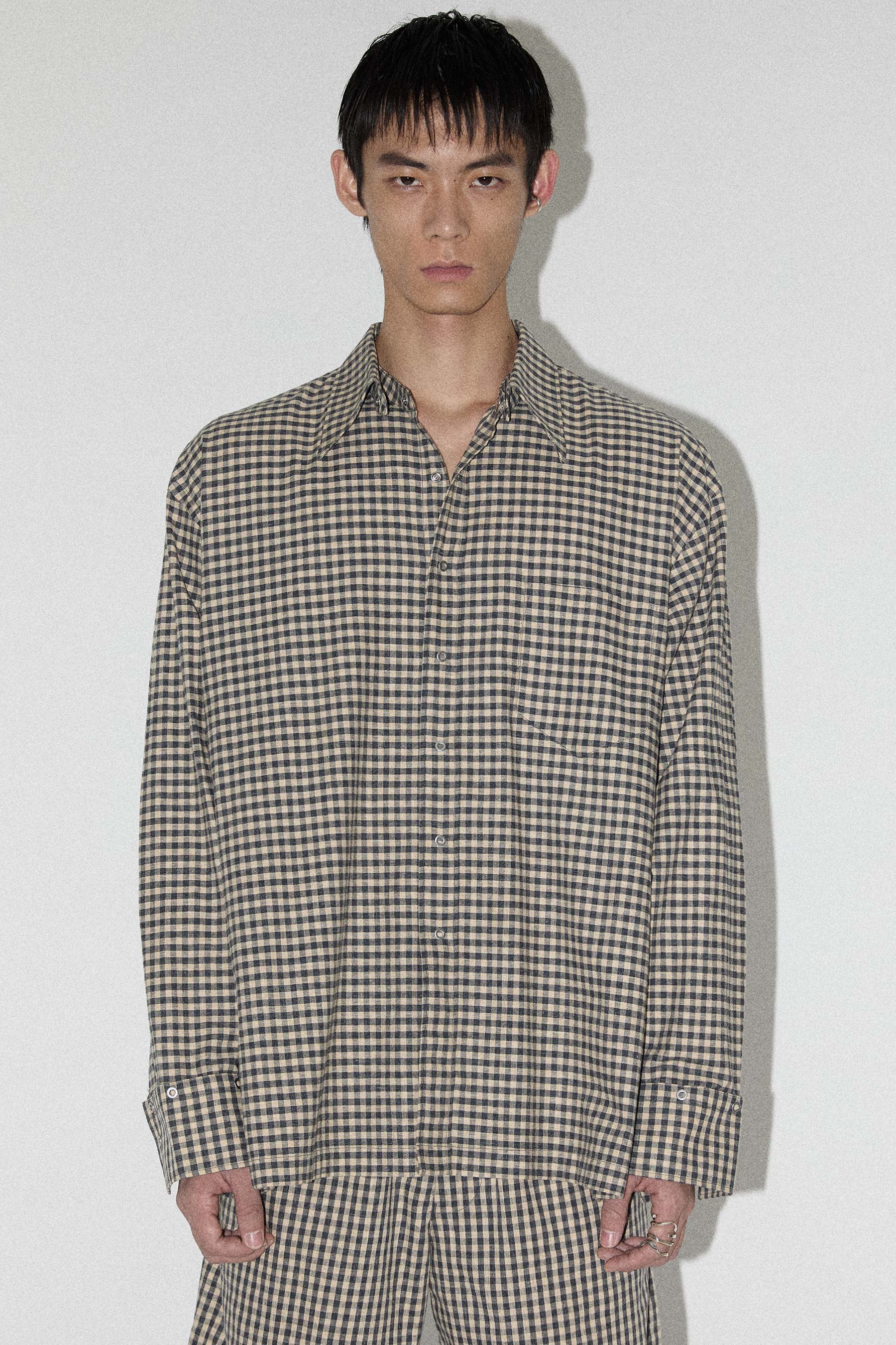 Yellow Check Square Snap Off Shirt