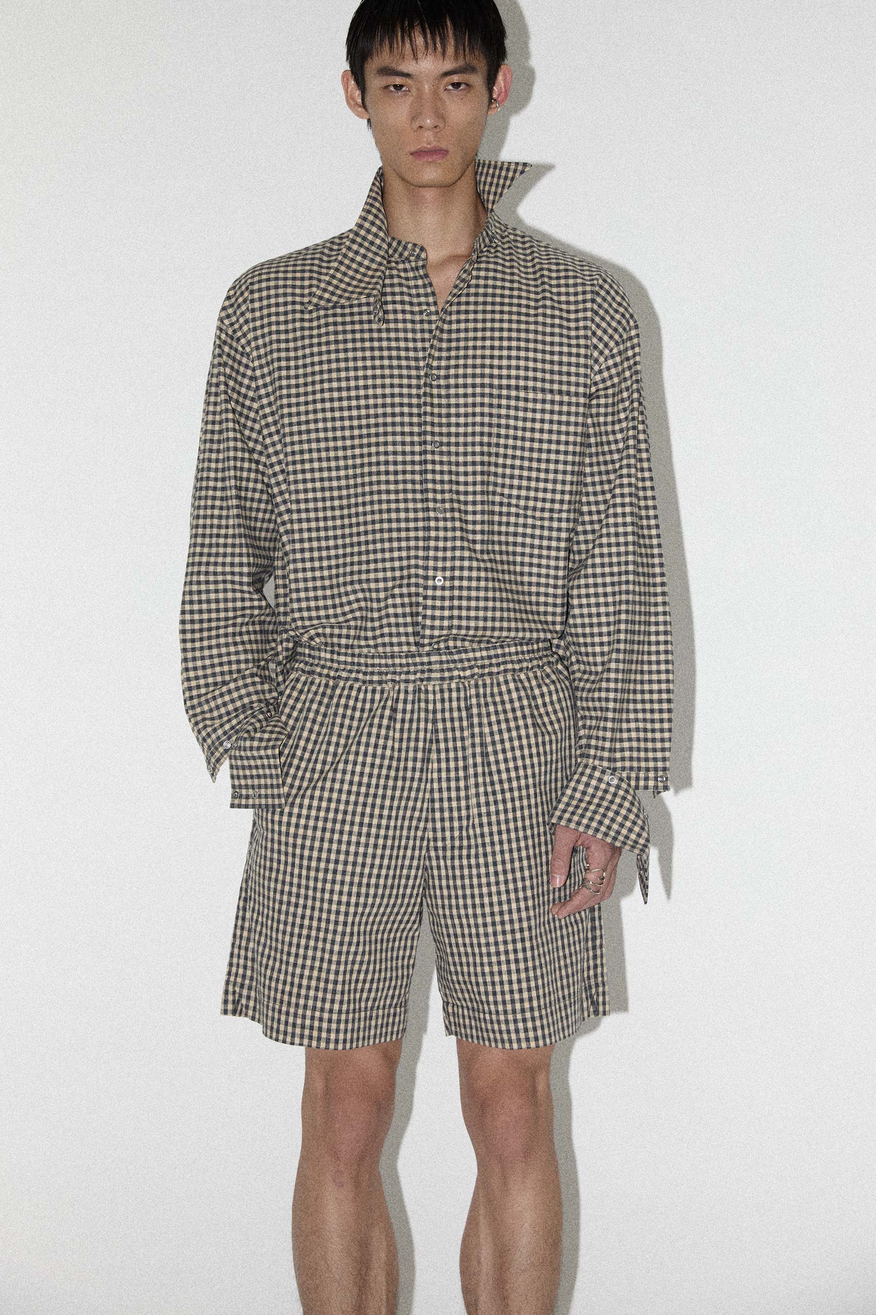 Yellow Check Square Snap Off Shirt