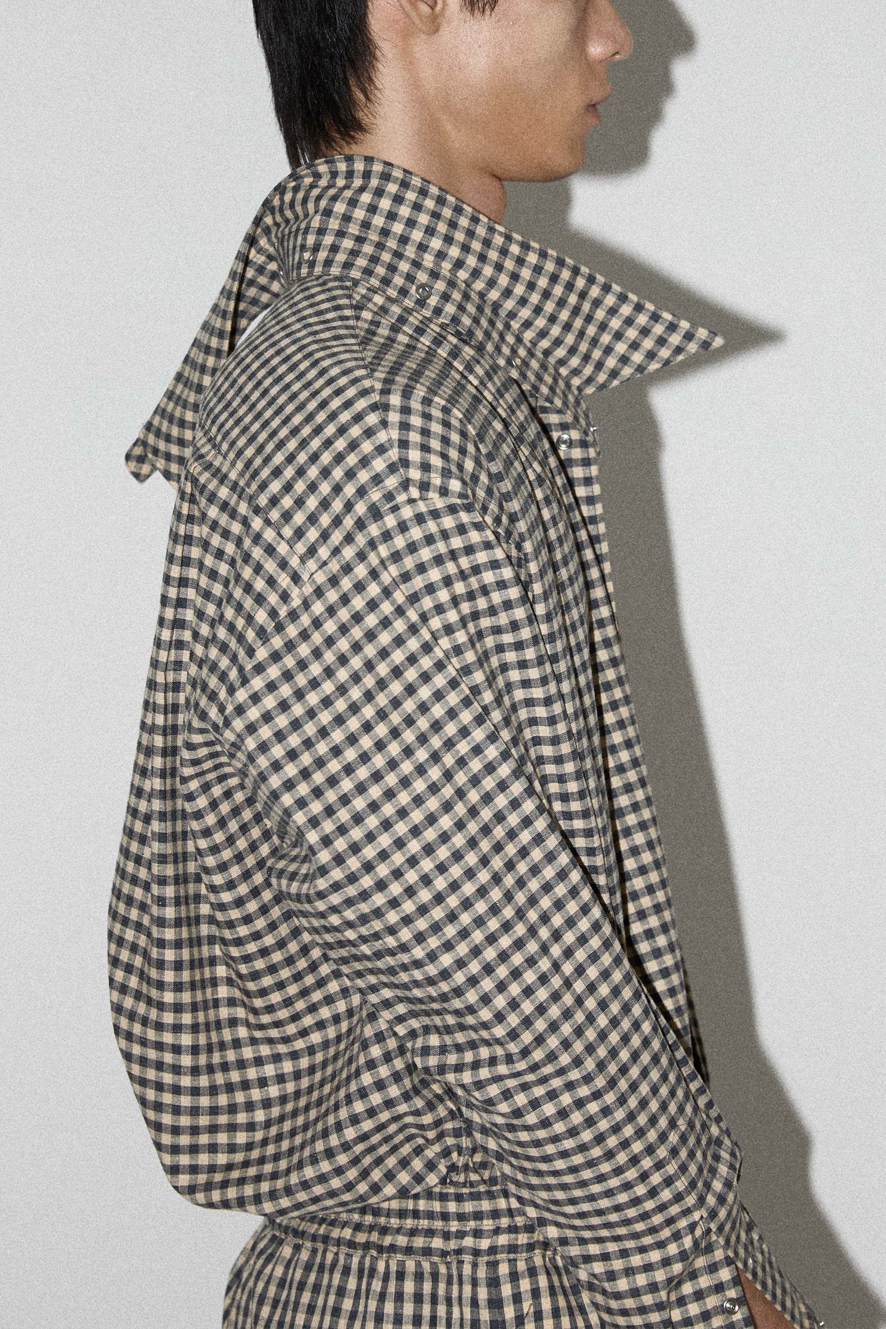 Yellow Check Square Snap Off Shirt