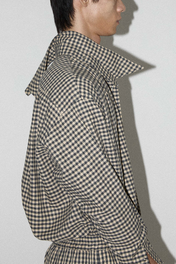 Yellow Check Square Snap Off Shirt